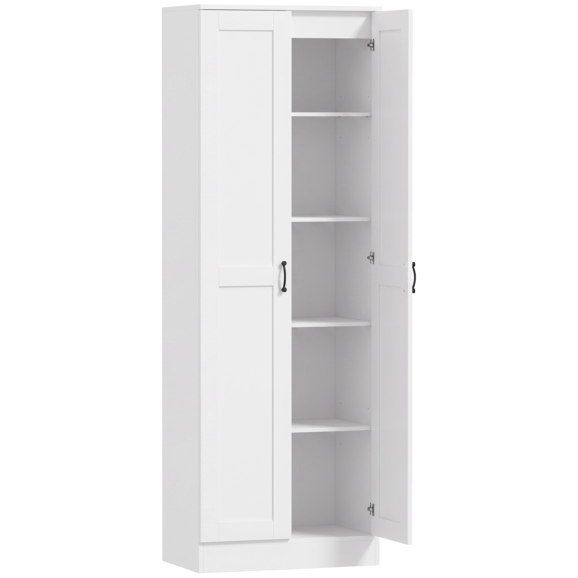 Vorratsschrank 175 cm mit Stauraum, Küchenschrank mit Soft-Close-Türen und verstellbaren Einlegeböden, Weiß