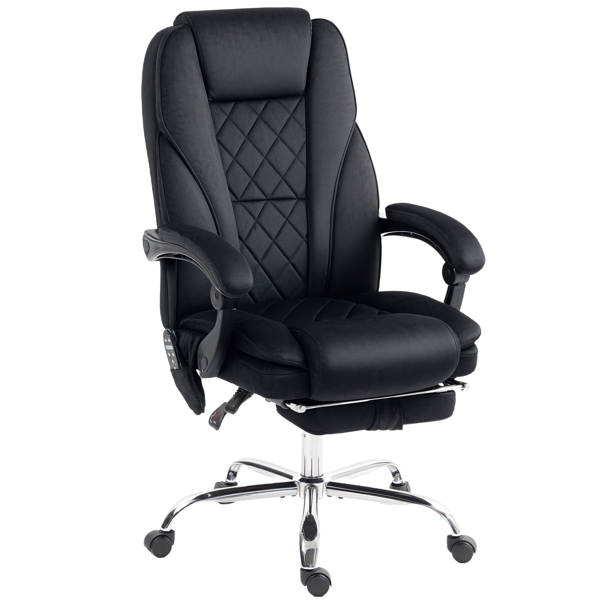 Vinsetto Bürostuhl mit Vibrtationsmassage, Ergonomischer Schreibtischstuhl mit Liegefunktion, Heizung, Höhenverstellbarer Drehstuhl mit Fußstütze, Fernbedienung, Seitentasche, Schwarz   Aosom von Vinsetto