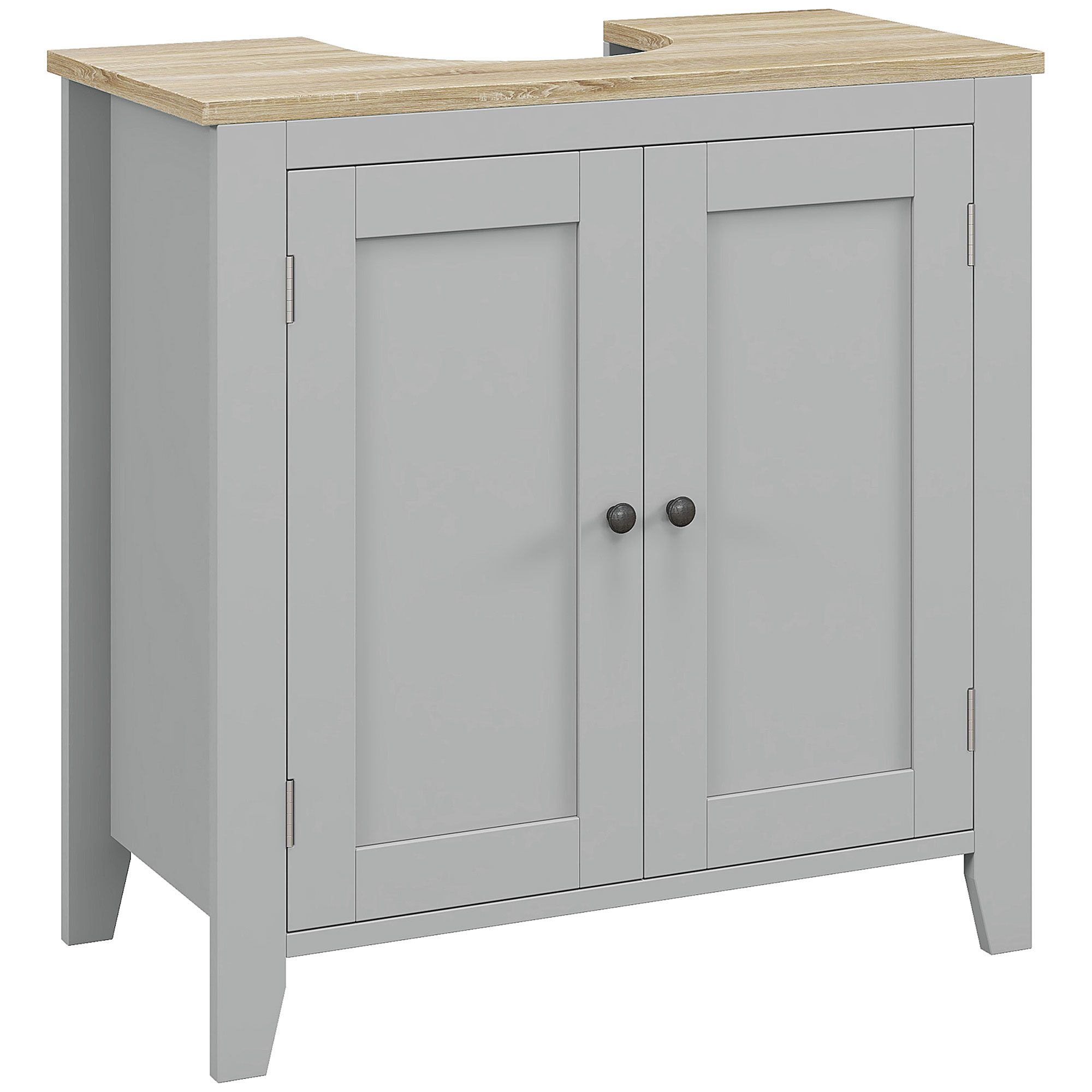 kleankin Under Sink Cabinet, Bathroom Sink Cabinet with 2 Doors, Pedestal Under Sink Design, Freestanding Bathroom Cupboard with Adjustable Shelf, Grey kleankin Under Sink Cabinet, Bathroom Sink Cabinet with 2 Doors, Pedestal Under Sink Design, Freestanding Bathroom Cupboard with Adjustable Shelf, Grey