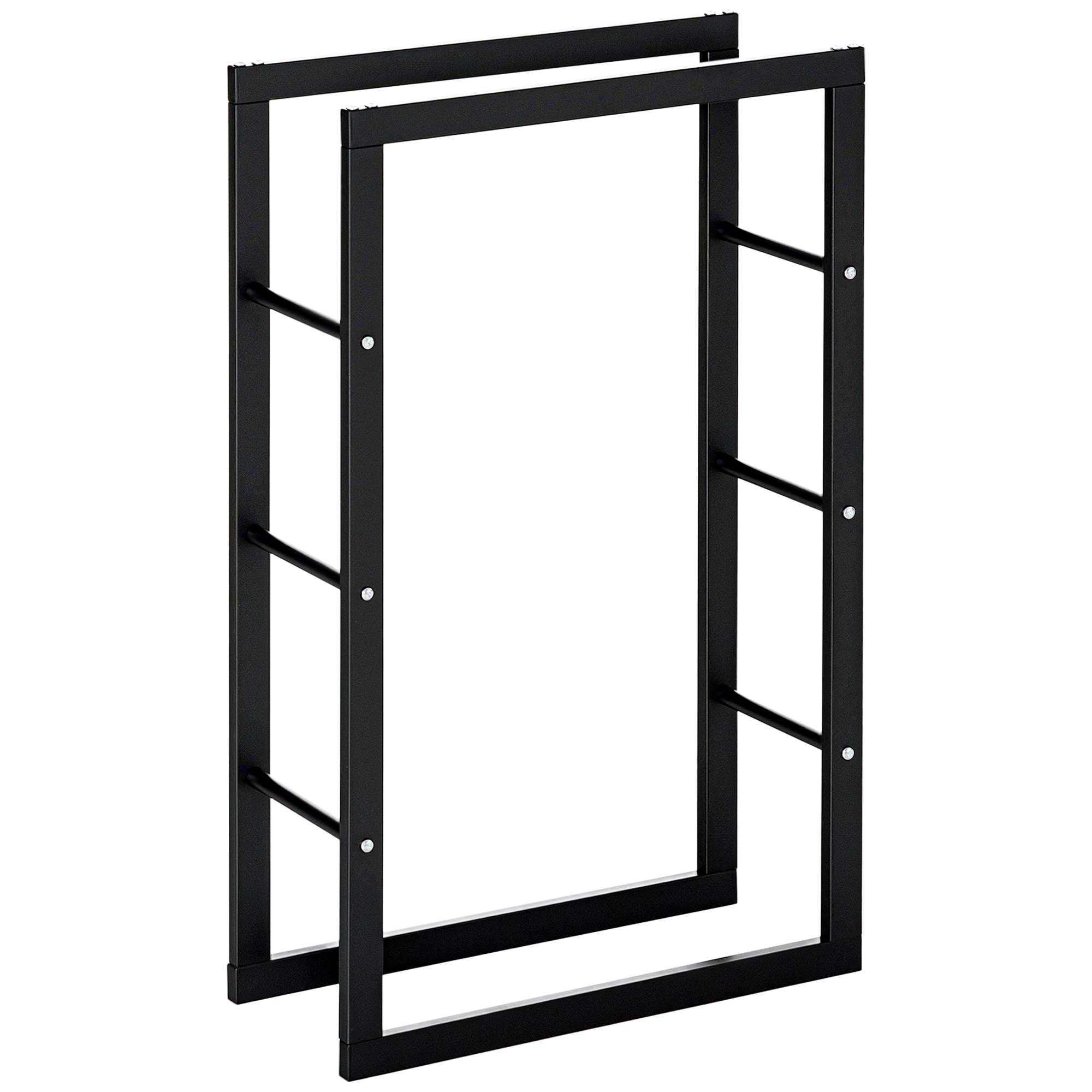 Suport pentru lemn pentru casa si gradina din fier negru, design modern si elegant 60×25×100cm HOMCOM | Aosom Romania