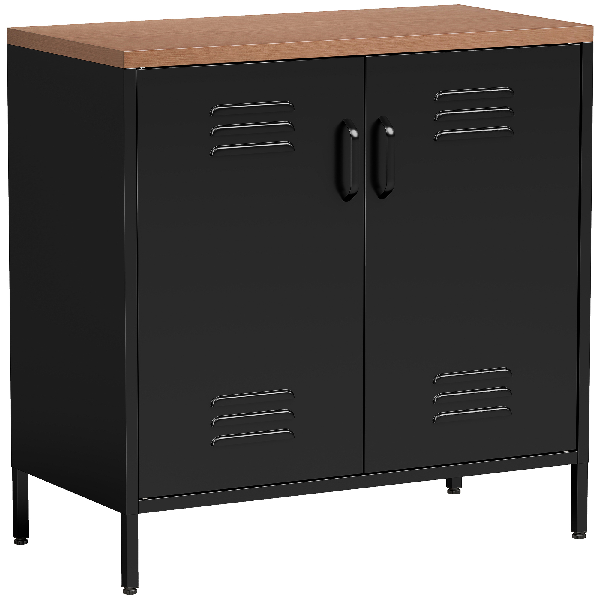 HOMCOM Buffet Salon Métallique, Meuble de Rangement Industriel avec 2 Portes et Étagère Réglable, 80 x 40 x 80 cm, Noir