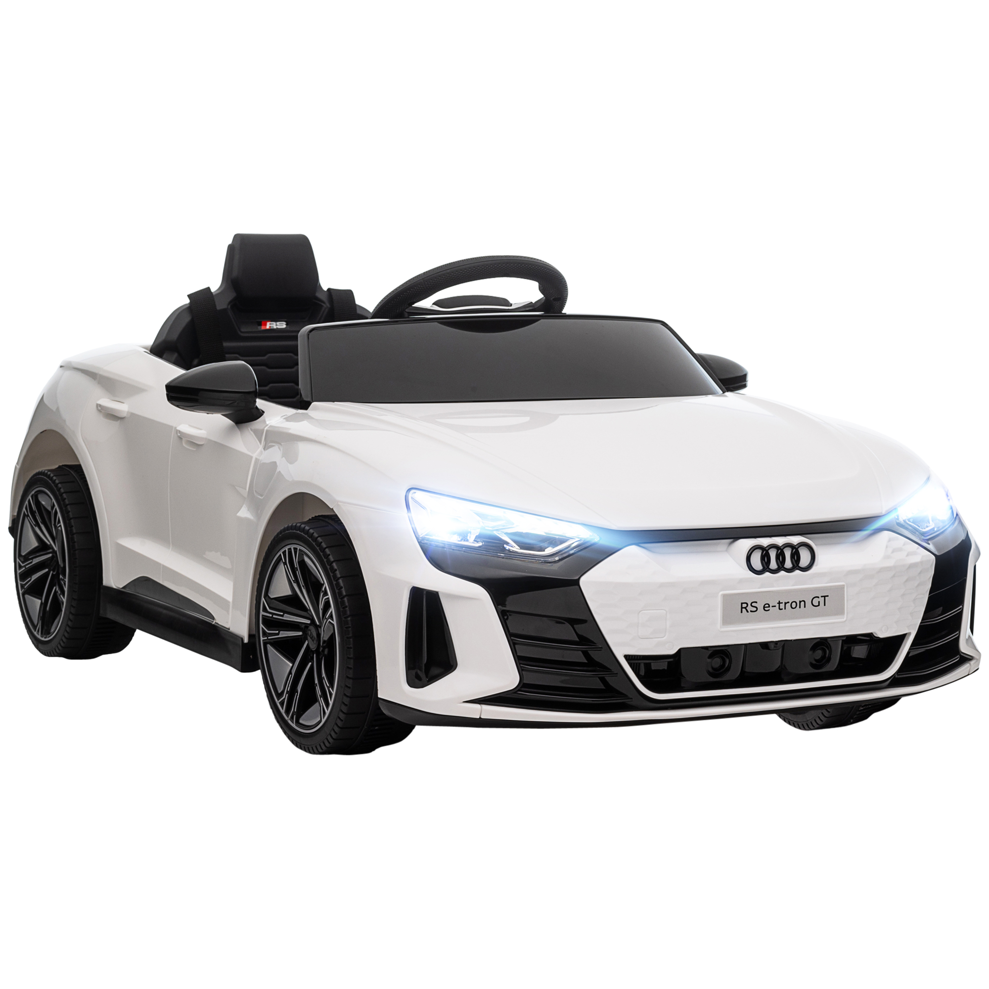 HOMCOM Audi Licensed Kids Electric Ride On Car with Parental Remote Control, 12V Battery Powered Toy with Suspension System, Lights, Music, White