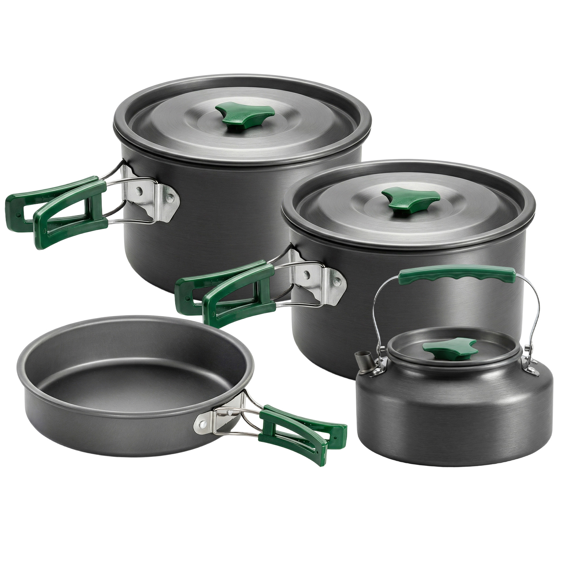 Outsunny Set de Vase pentru Camping 4-5 Persoane, Kit Gătit din Aluminiu, Gri | Aosom Romania