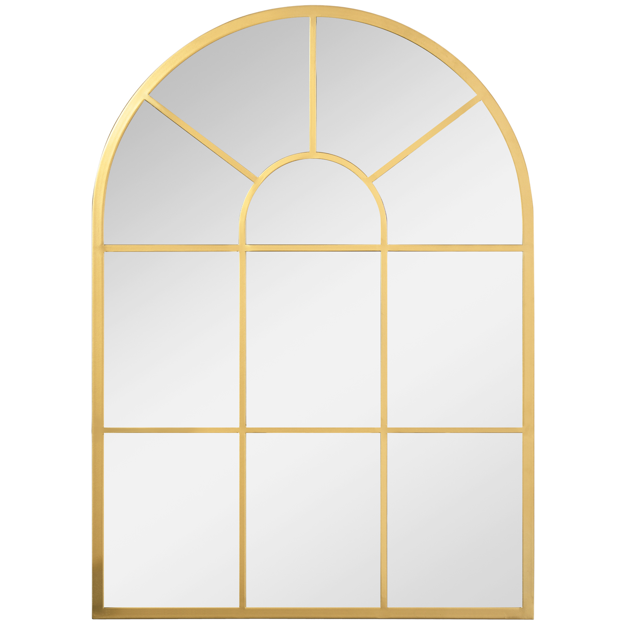 HOMCOM Oglindă murală din metal cu ramă aurie în formă arcuită - 70 x 50 cm - decor pentru intrare, dormitor, living | Aosom Romania