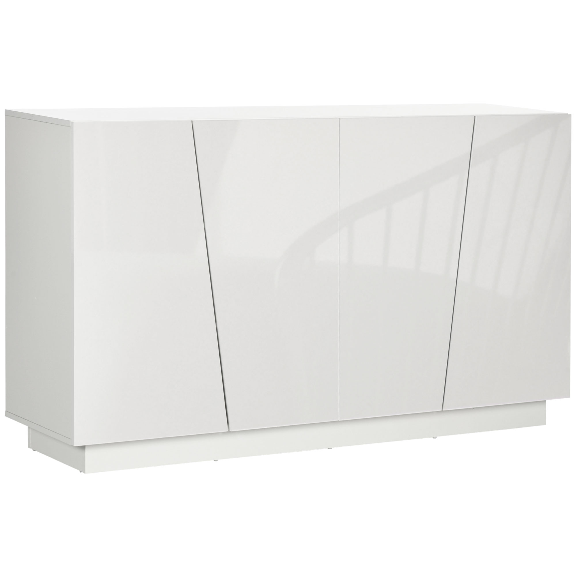 HOMCOM Meuble de rangement avec placards à portes et étagère réglable, 150 x 40 x 88 cm, blanc brillant HOMCOM Meuble de rangement avec placards à portes et étagère réglable, 150 x 40 x 88 cm, blanc brillant