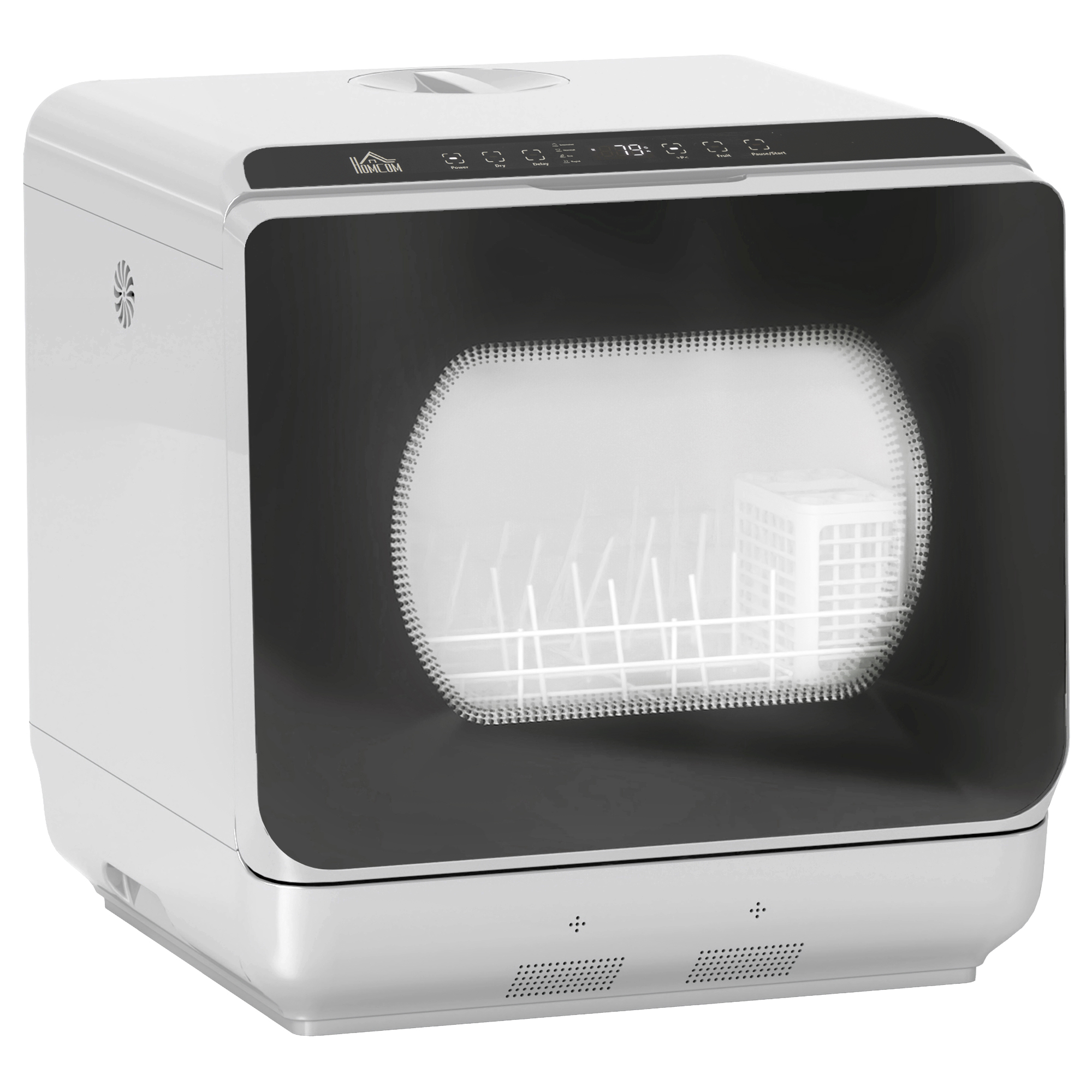 HOMCOM Tabletop Dishwasher with 4 Place Settings, 6 Programs, 6L Water Tank, Touch Control, LED Display, Delay Start, Silver   Aosom UK