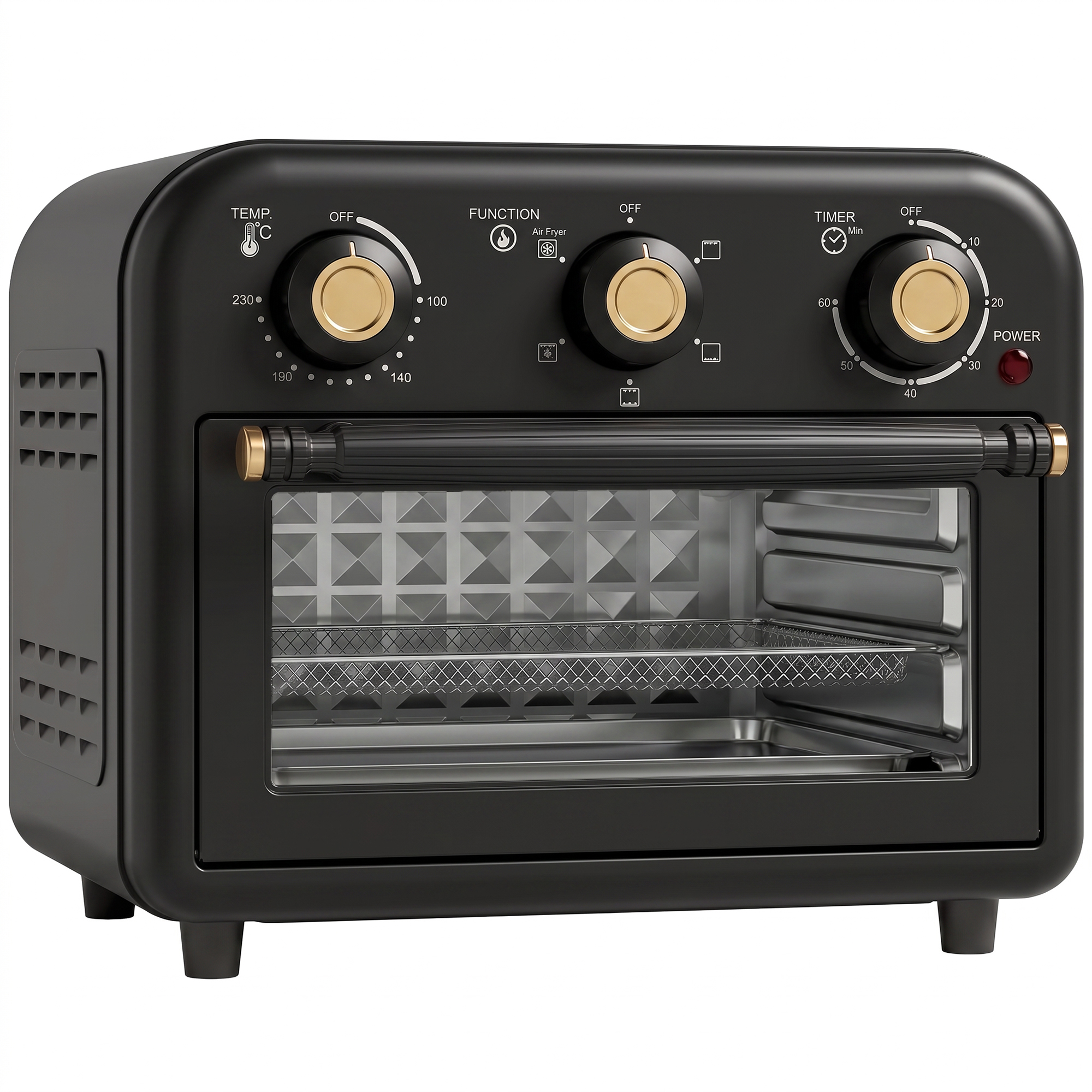 HOMCOM Air Fryer Toaster Oven, Convection Countertop Oven, with Adjustable Temperature and Timer, 12 L, Black