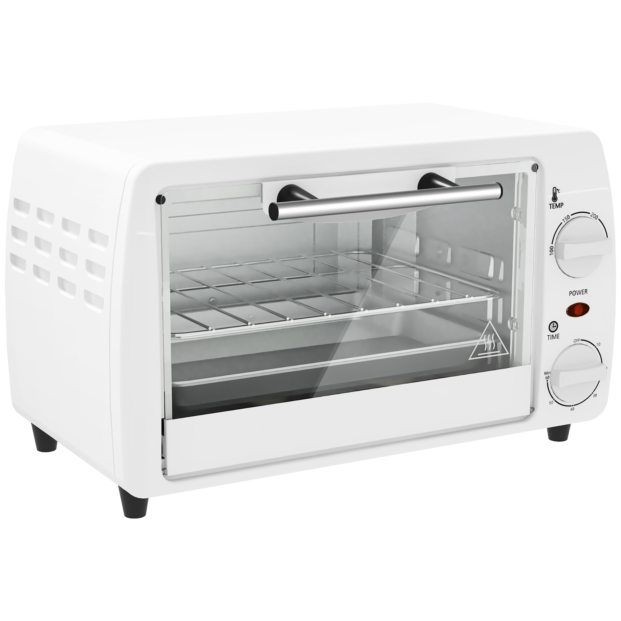 HOMCOM Horno Eléctrico Sobremesa 10L  750W Horno Eléctrico Pequeño Temperatura 230 ℃ y Temporizador 36,5x26x22 cm Blanco