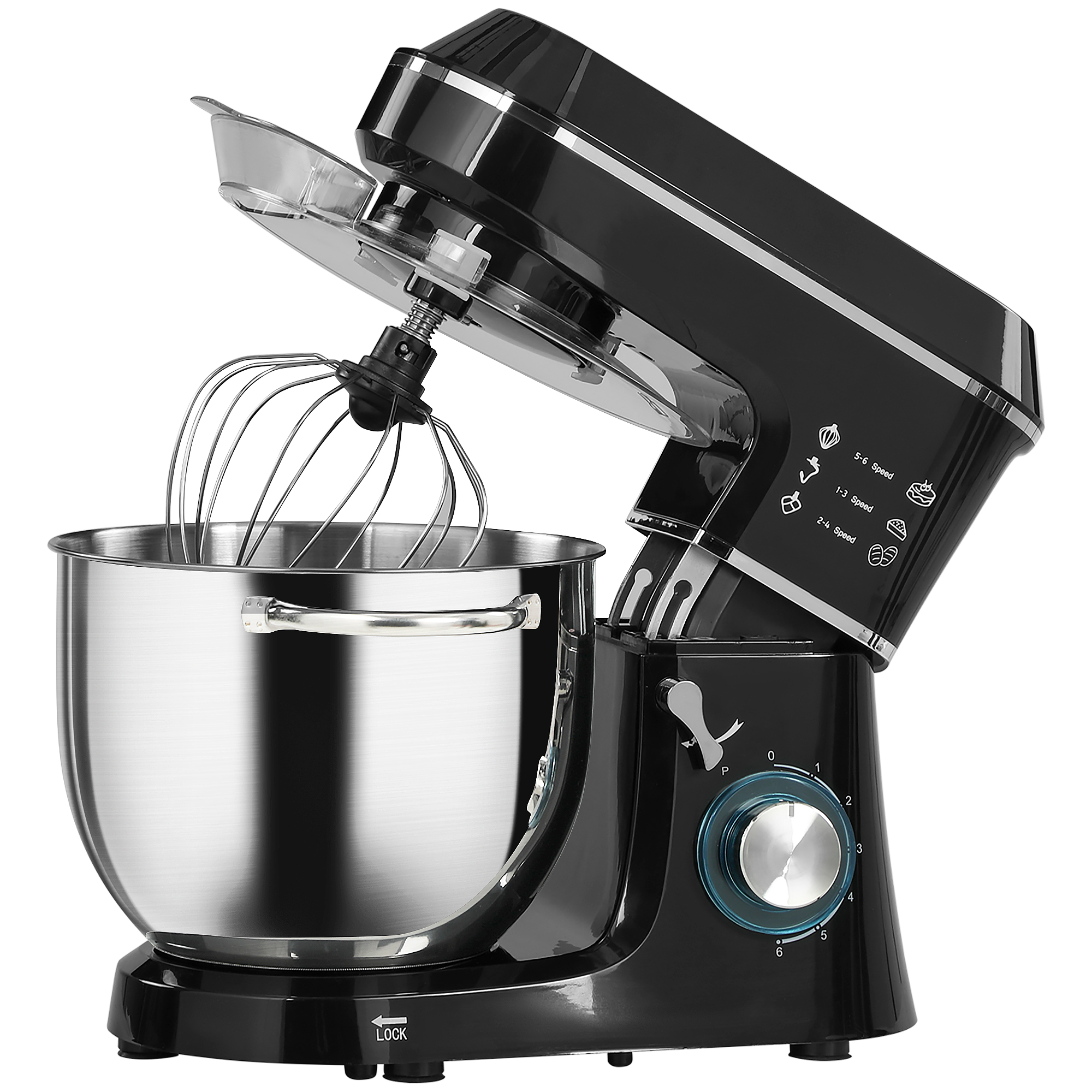 HOMCOM Küchenmaschine Knetmaschine mit 7L Edelstahlschüssel 1400W Teigmaschine mit 6+P Geschwindigkeit Küchenmixer mit Kippkopf, Knethaken, Schneebesen, Rührbesen, Teigschaber und Eiertrenner Aosom