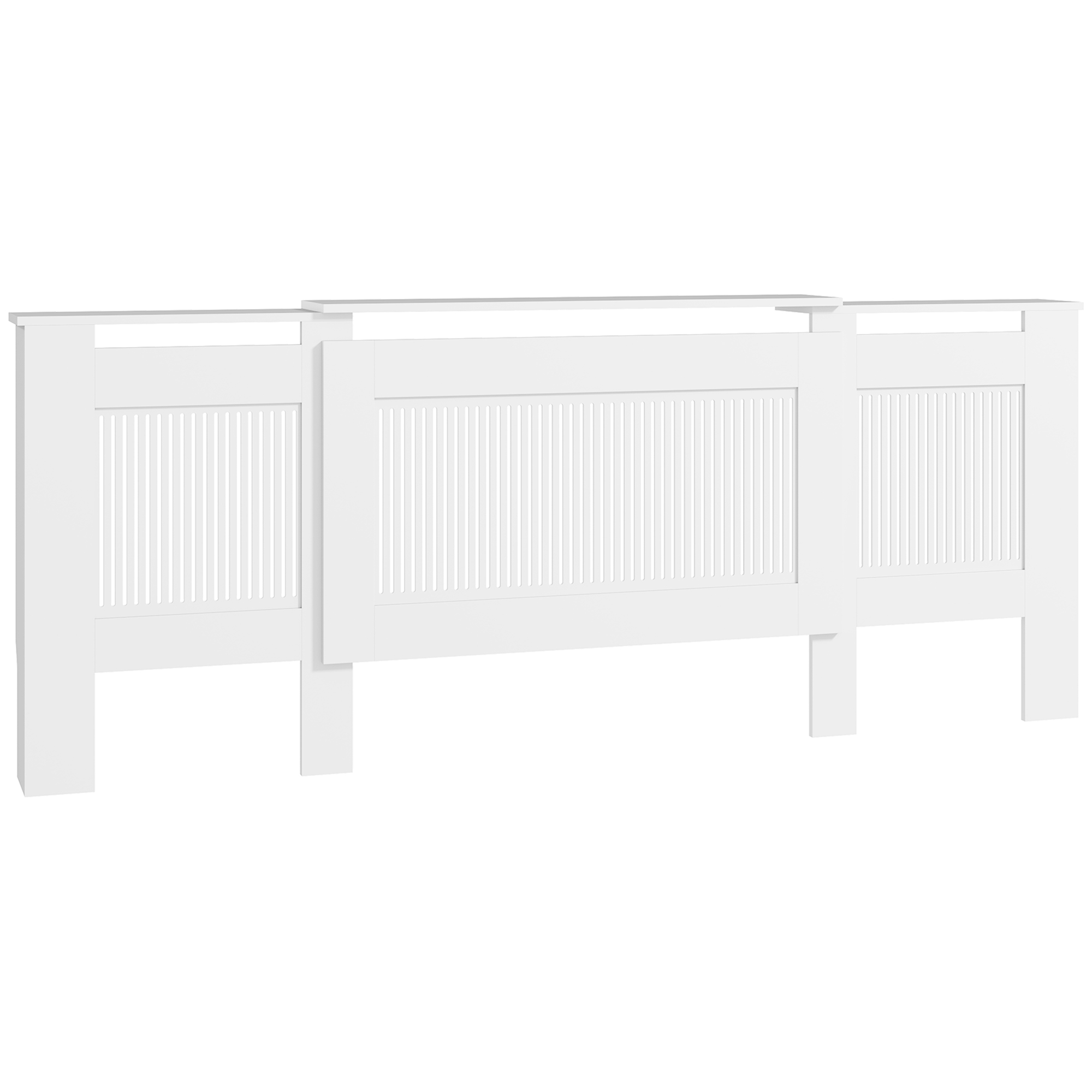 Heizkörperverkleidung, Lamellendesign, verstellbare Länge 125-201 cm, MDF, Weiß