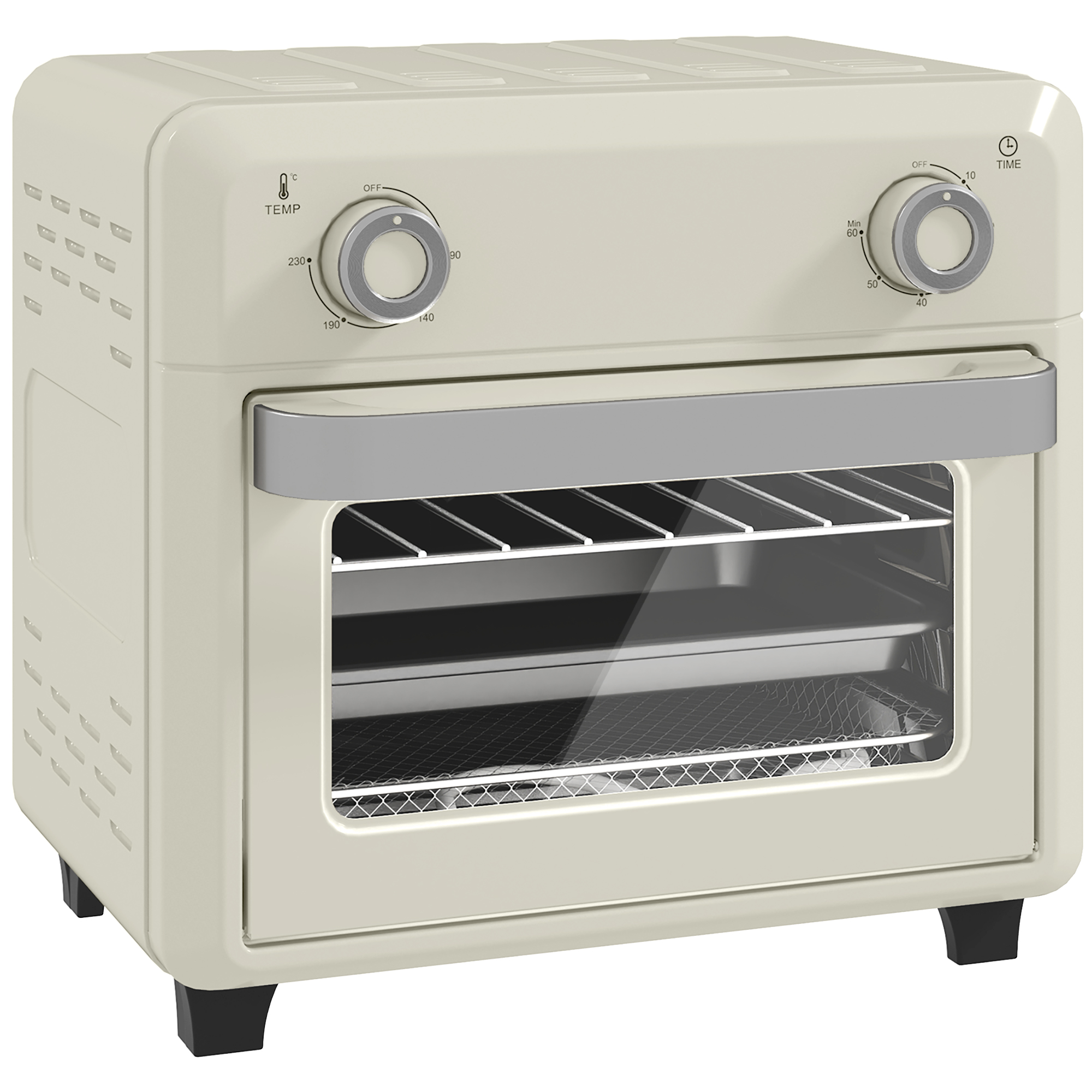 10L Hot Air Oven for Grilling, Baking and Frying, Timer, 1000W, Dishwasher Safe, Cream White