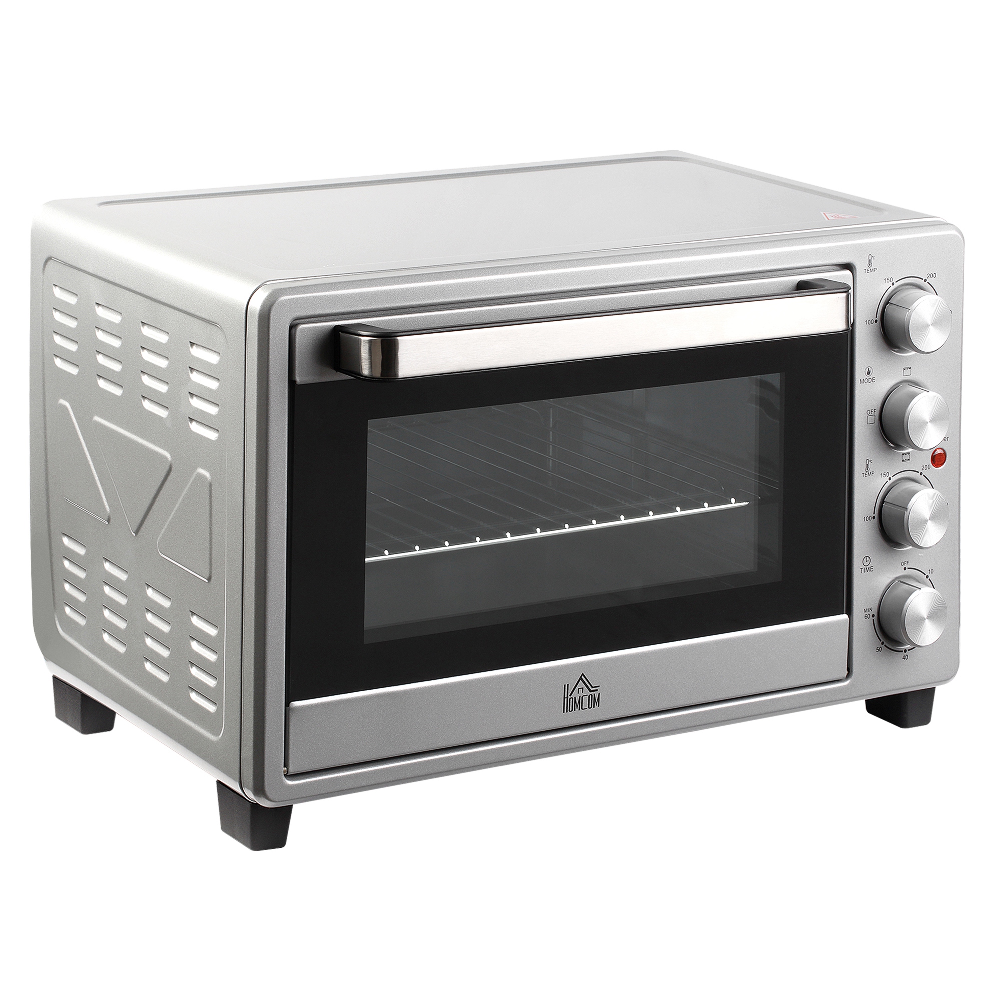 HOMCOM Horno Eléctrico de Sobremesa 32L 1600W con 3 Modos de Calor Temporizador y Temperatura Regulable 52,2x38,1x33,5 cm Plata