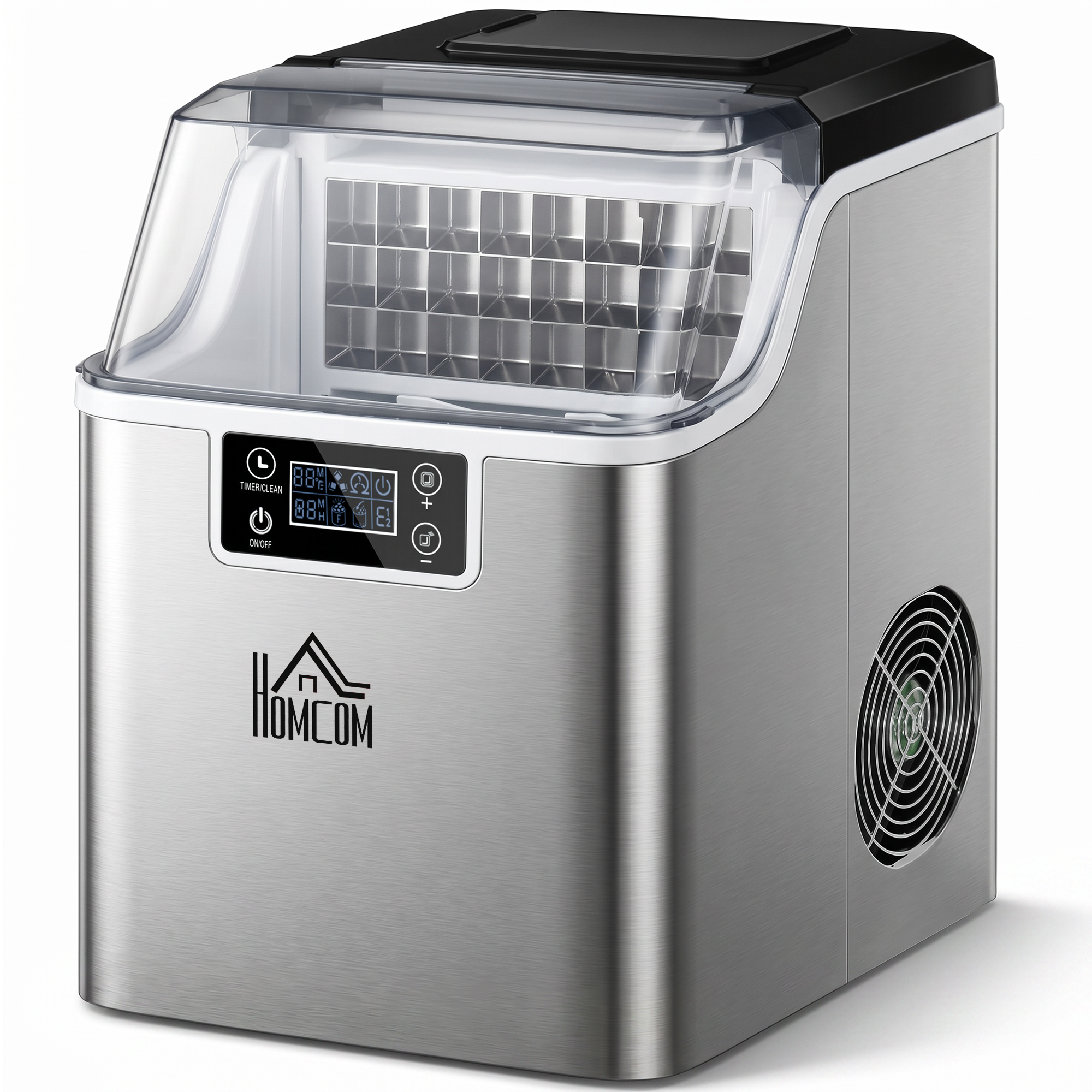 Eiswürfelmaschine Eiswürfelspender Ice-Maker 20kg/24h 2,3L Eiswürfelbereiter mit 3,2 L Wassertank, Silber