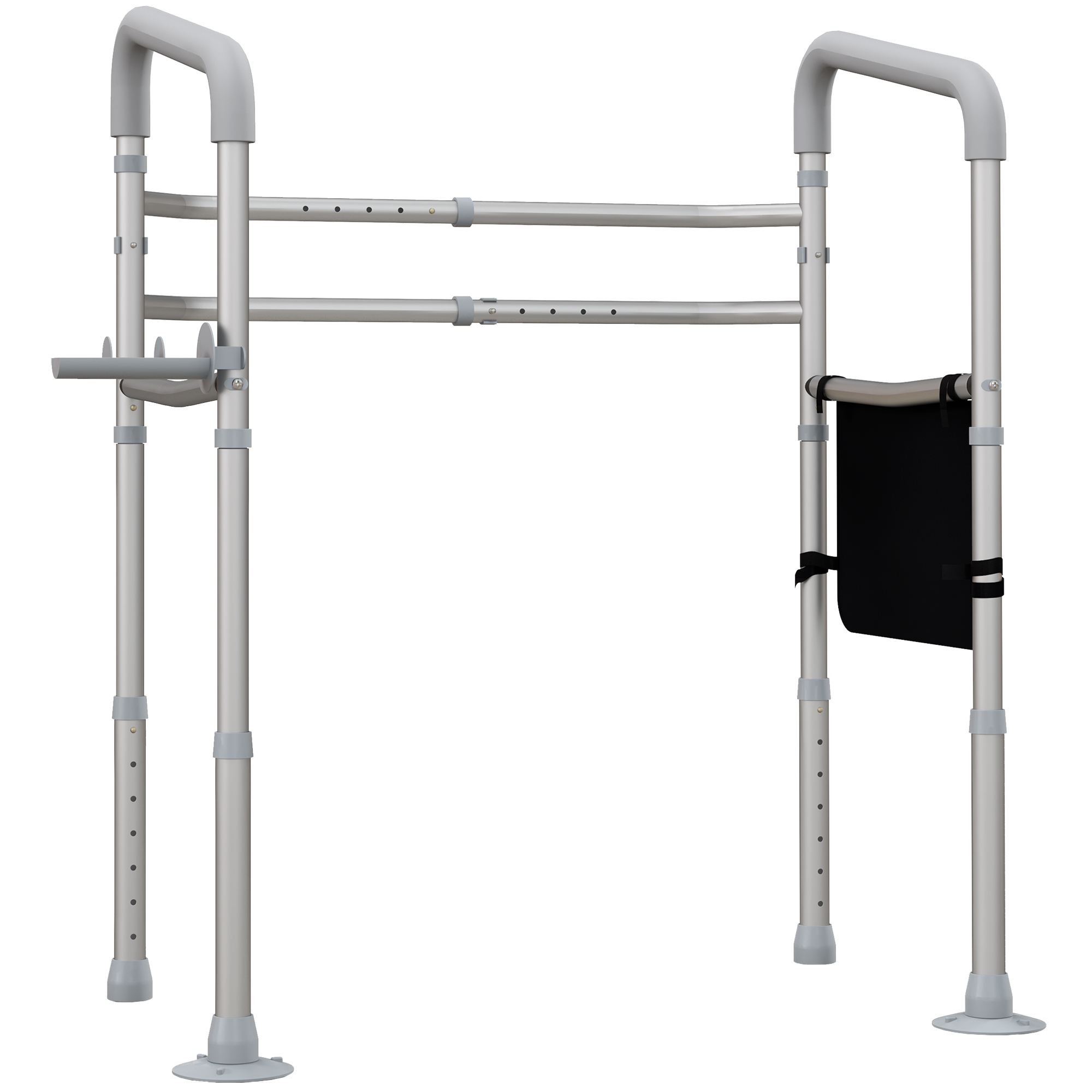 Homcom Unisex Silver Height And Width Adjustable Toilet Frame Grab Bar With Tips Storage In - Image 3