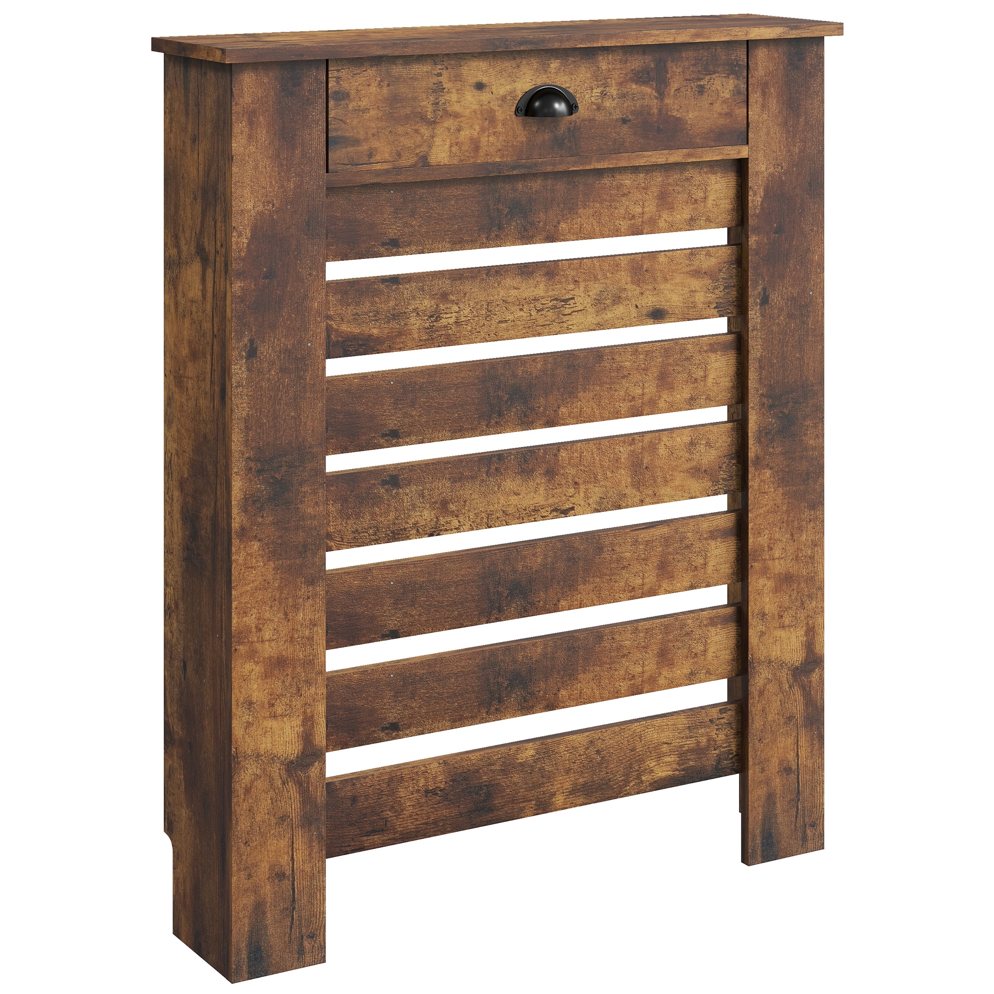 HOMCOM 95.5H x 78Wcm Radiator Cover, with Drawer – Rustic Brown