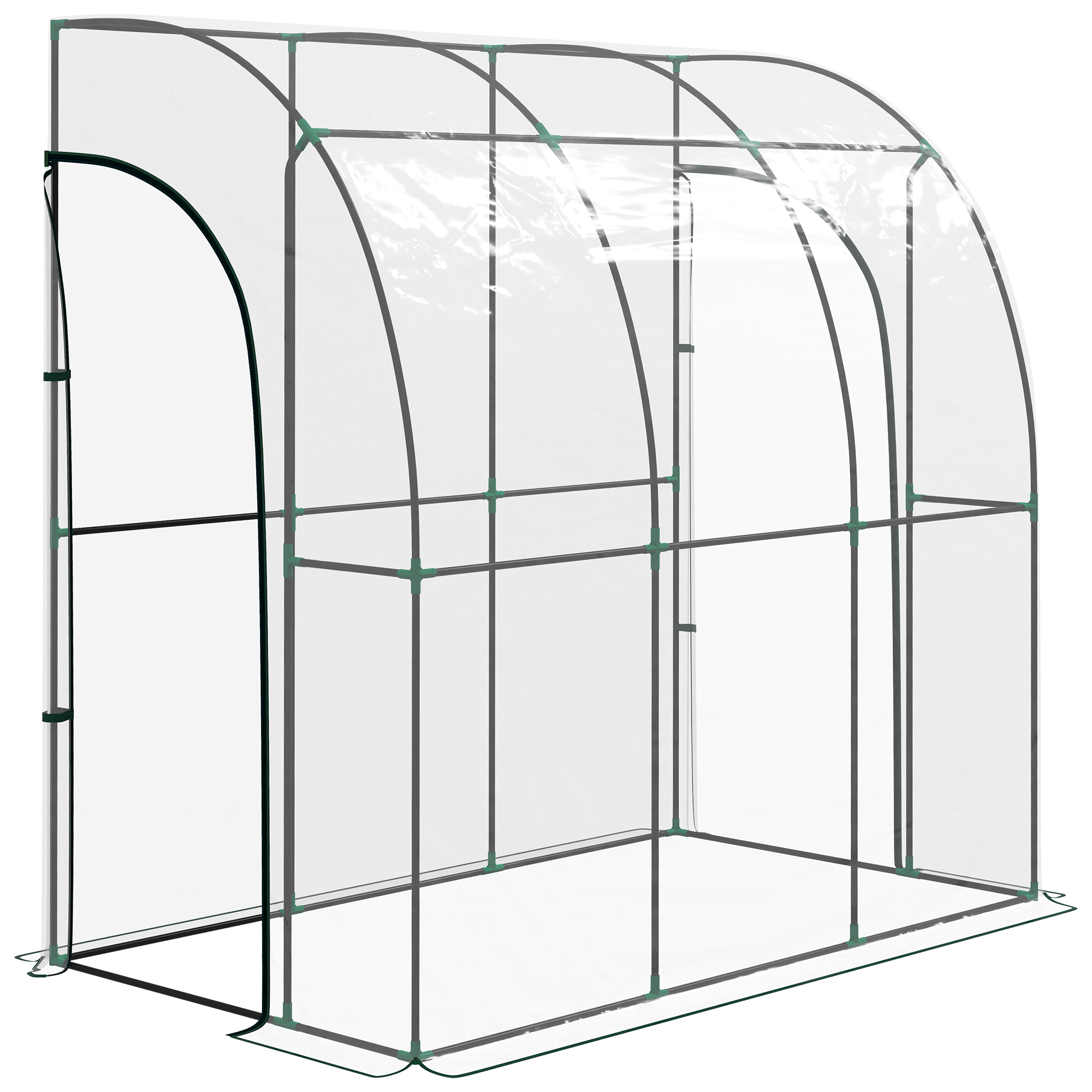 Outsunny Serre de jardin adossée, serre de balcon, bâche renforcée PVC, 2 portes enroulables, 214 x 118 x 212 cm, transparent Outsunny Serre de jardin adossée, serre de balcon, bâche renforcée PVC, 2 portes enroulables, 214 x 118 x 212 cm, transparent