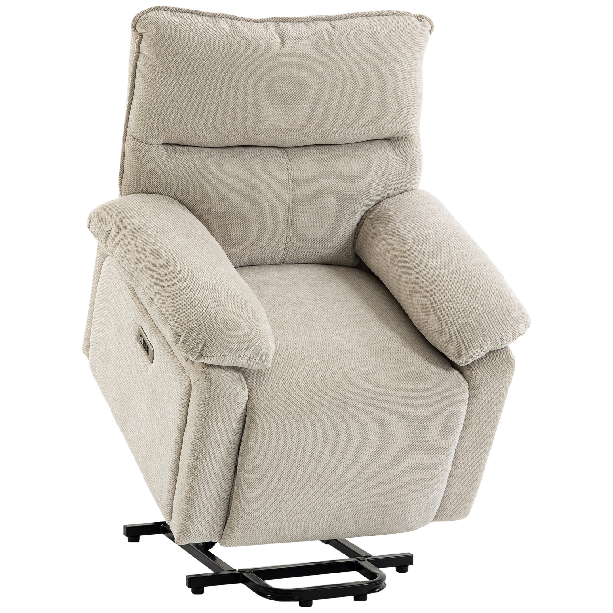 HOMCOM Fauteuil Releveur Électrique Massage et Chaleur Fauteuil Relax Électrique Chenille Ports USB Dossier Inclinable Crème