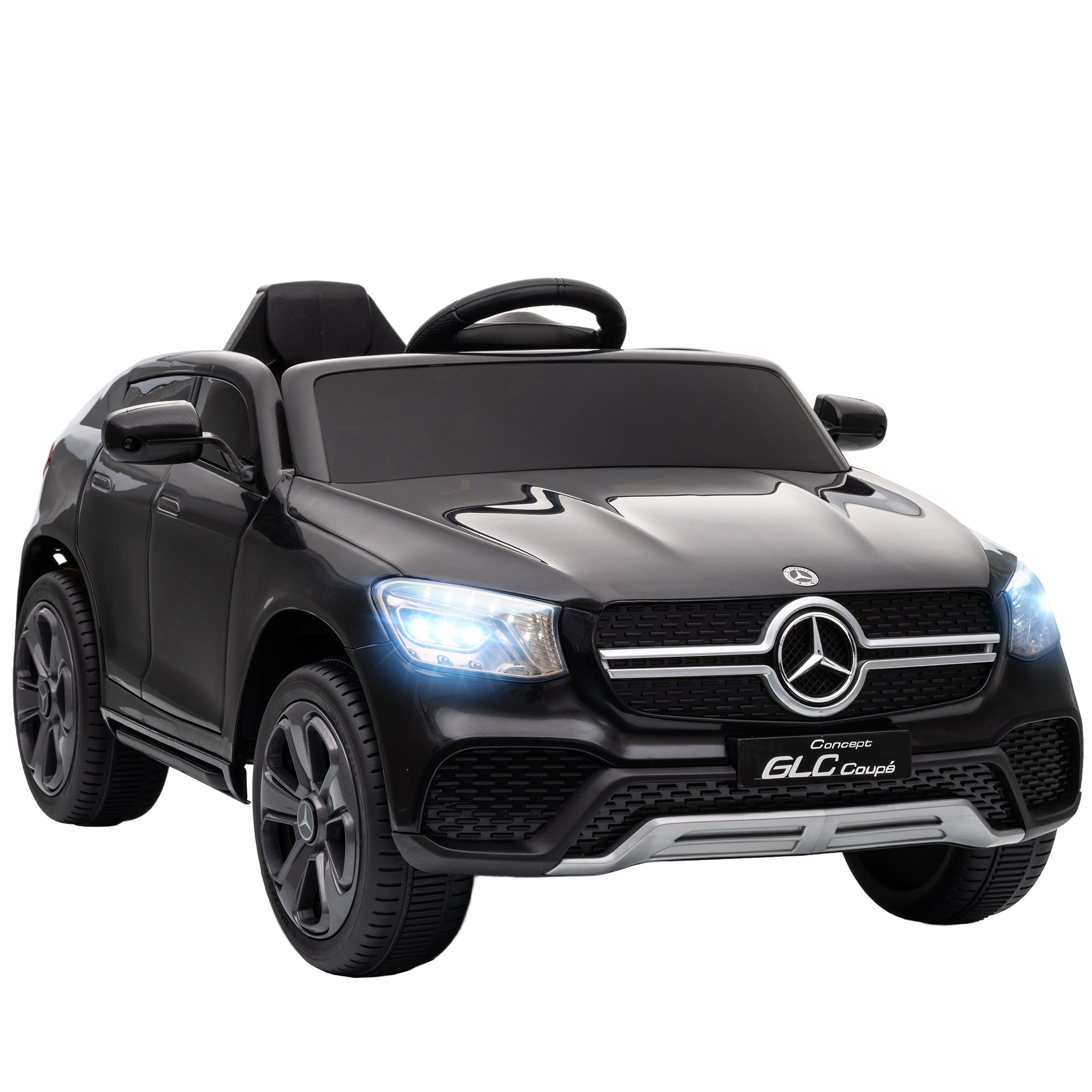 Elektroauto für Kinder, 12V Kinderauto mit Fernbedienung, LED-Lichter, Musik, 3 Geschwindigkeiten, 3-6 Jahre, Schwarz
