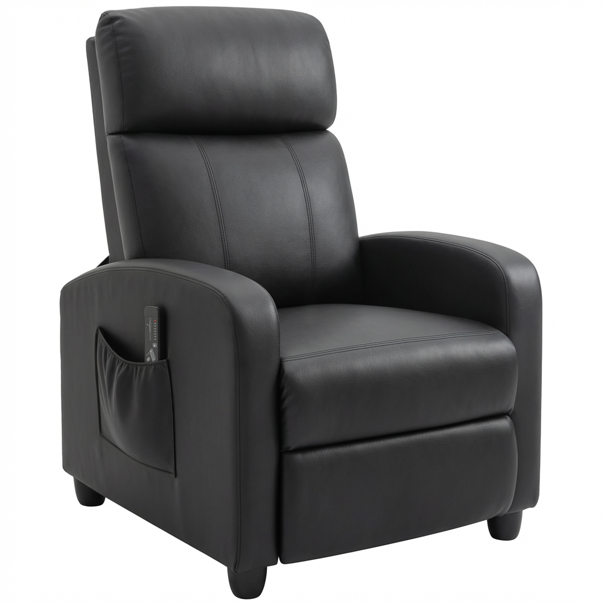 HOMCOM Sillón de Masaje Reclinable con Mando a Distancia Bolsillo Lateral y Temporizador Tapizado en PU 68x88x98 cm Negro | Aosom España