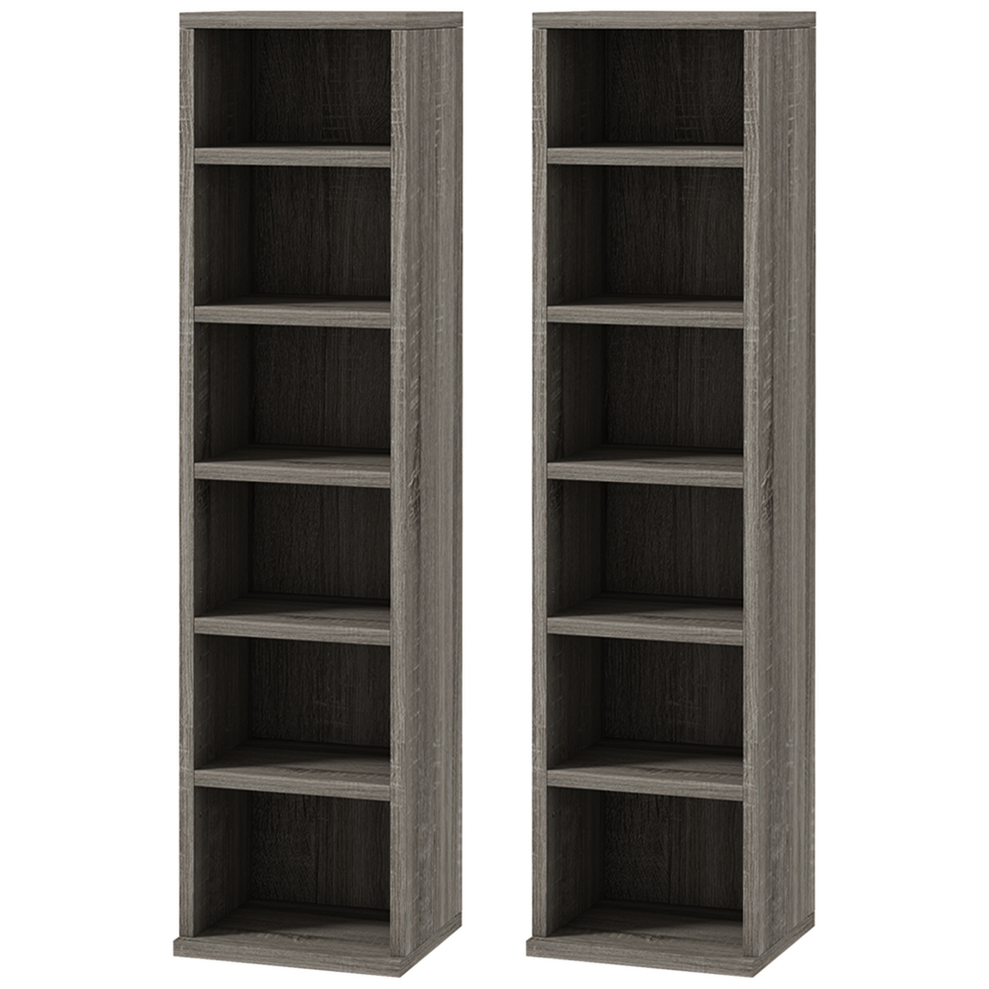 Lot de 2 étagères colonnes armoire de rangement CD-DVD 12 compartiments capacité 204 CD gris foncé