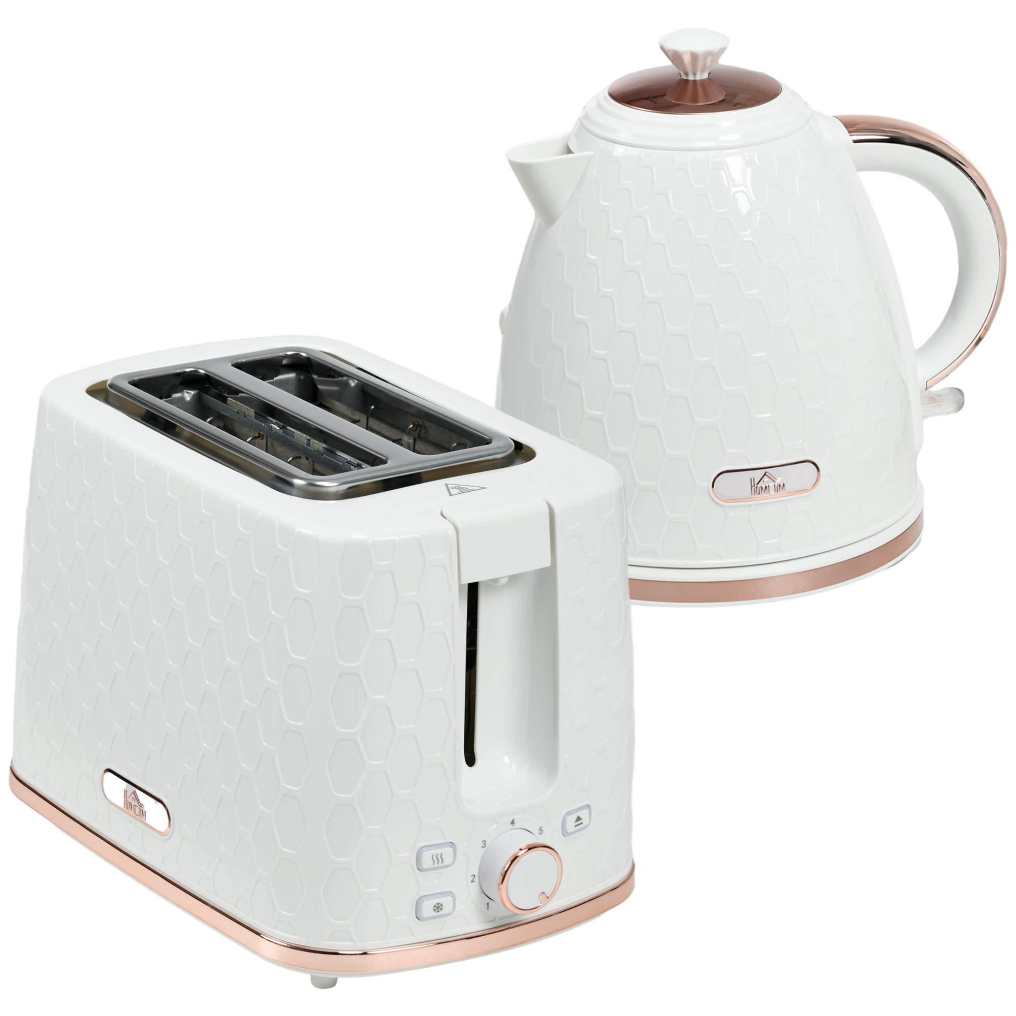 HOMCOM 1.7L 3000W Fast Boil Kettle & 2 Slice Toaster Set, Kettle and Toaster Set with Auto Shut Off, Browning Controls, White HOMCOM 1.7L 3000W Fast Boil Kettle & 2 Slice Toaster Set, Kettle and Toaster Set with Auto Shut Off, Browning Controls, White