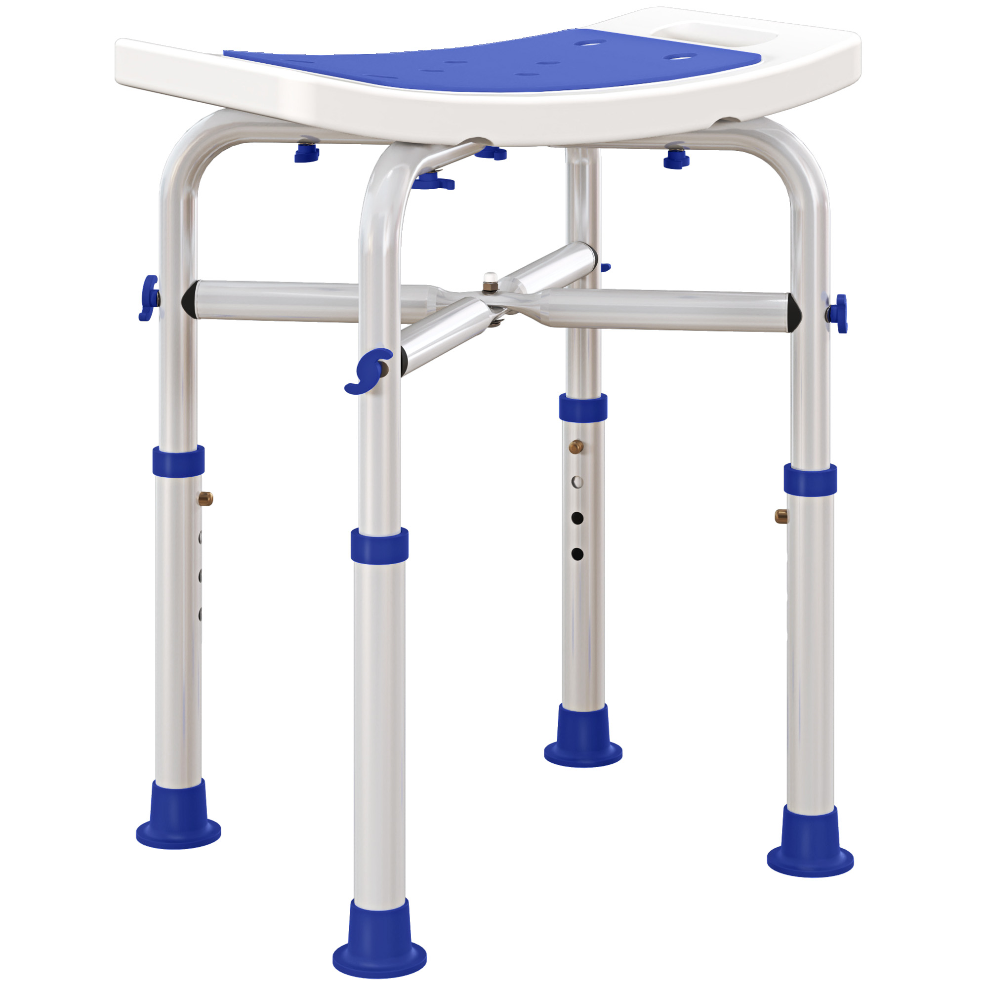 HOMCOM 44-51.5cm Aluminium Frame Shower/Bath Stool – White HOMCOM 44-51.5cm Aluminium Frame Shower/Bath Stool – White