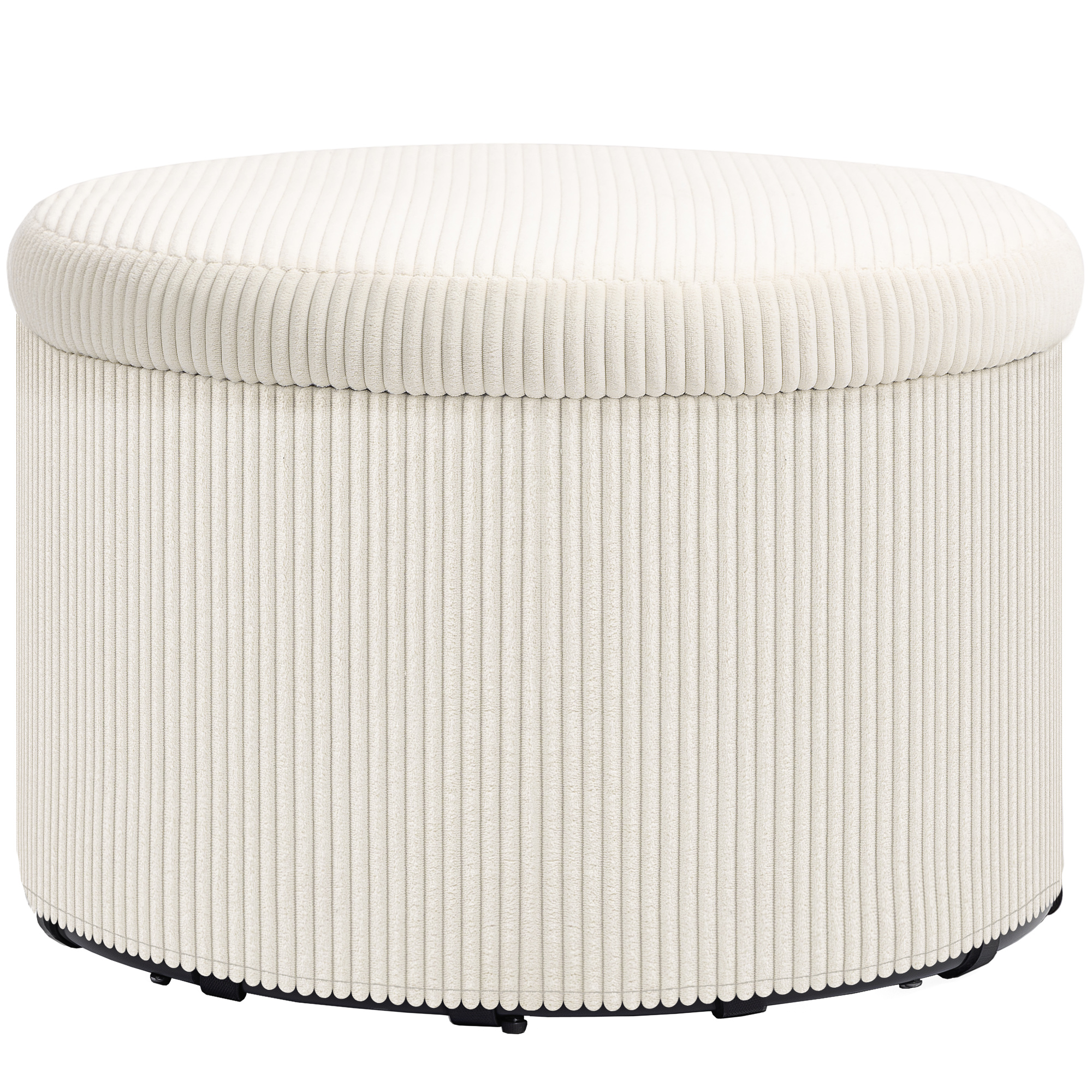 HOMCOM Pouf coffre rangement, tabouret rond, pouf repose-pieds en velours côtelé, charge 120 Kg, Ø 60 x 41 cm, beige HOMCOM Pouf coffre rangement, tabouret rond, pouf repose-pieds en velours côtelé, charge 120 Kg, Ø 60 x 41 cm, beige