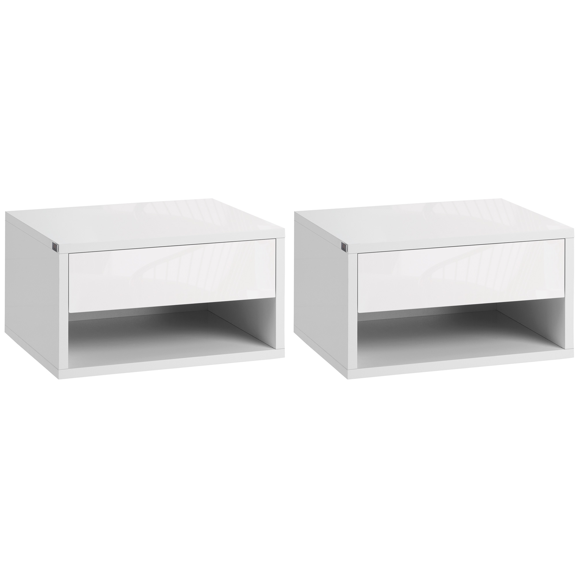 HOMCOM Juego de 2 Mesitas de Noche Colgantes Mesillas de Noche con Cajón para Dormitorio 37x32x21 cm Blanco