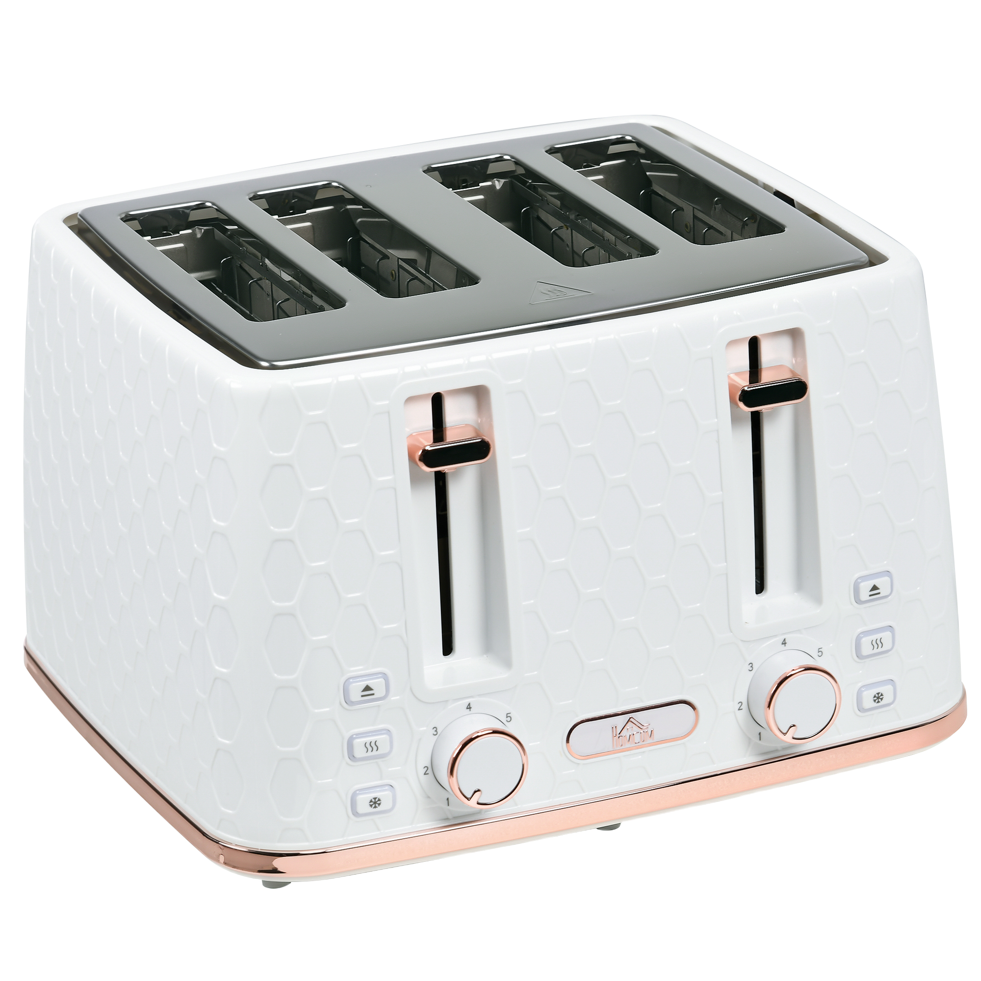 HOMCOM Four-Slice Honeycomb Toaster – White HOMCOM Four-Slice Honeycomb Toaster – White