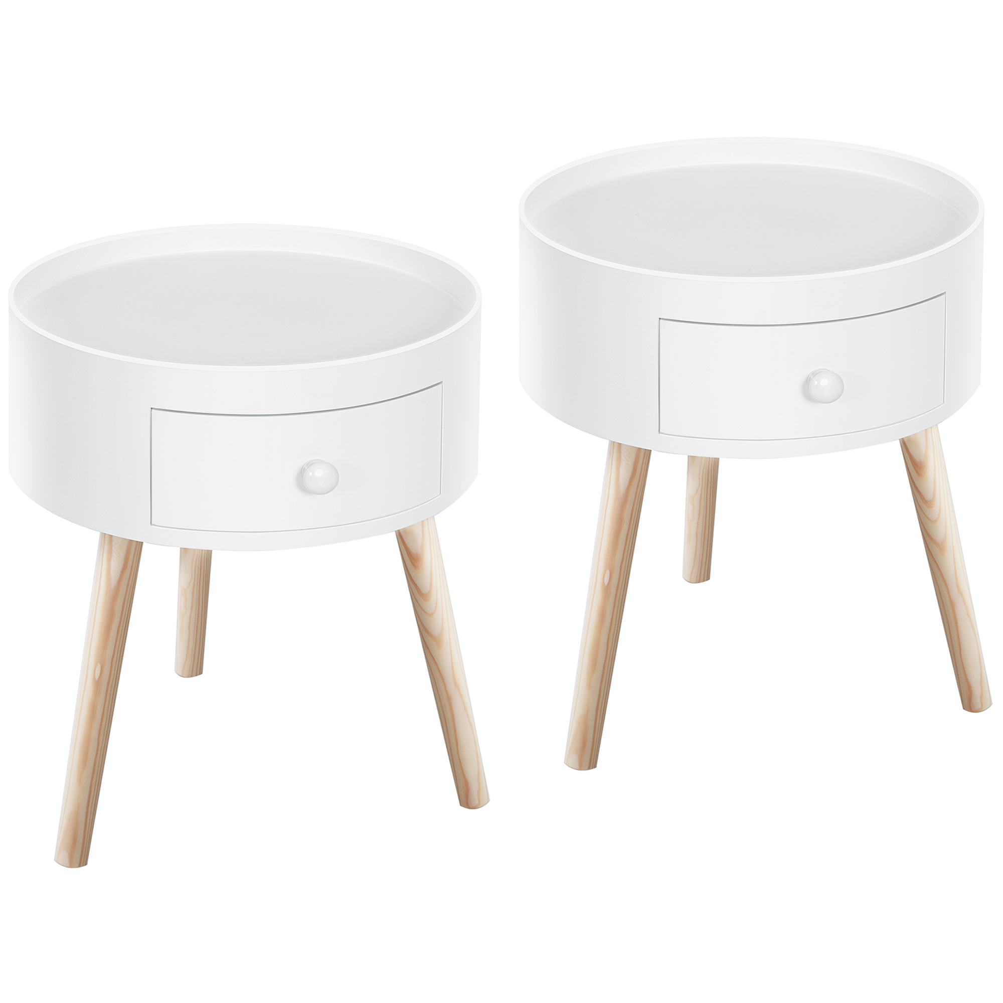 HOMCOM Lot de 2 tables basses - table de chevet - table de nuit ronde - design scandinave table d'appoint bout de canapé HOMCOM Lot de 2 tables basses - table de chevet - table de nuit ronde - design scandinave table d'appoint bout de canapé