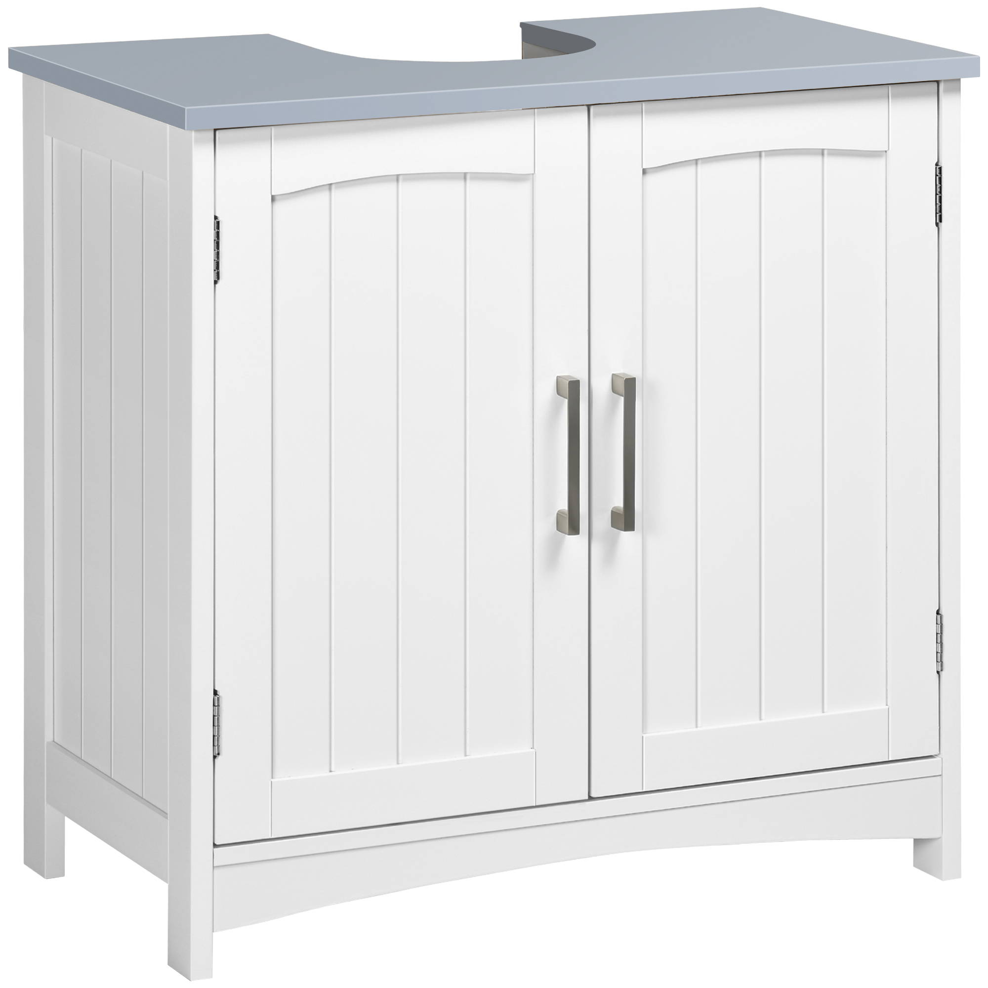 kleankin Meuble salle de bain sous lavabo à double portes avec étagères réglables, blanc kleankin Meuble salle de bain sous lavabo à double portes avec étagères réglables, blanc