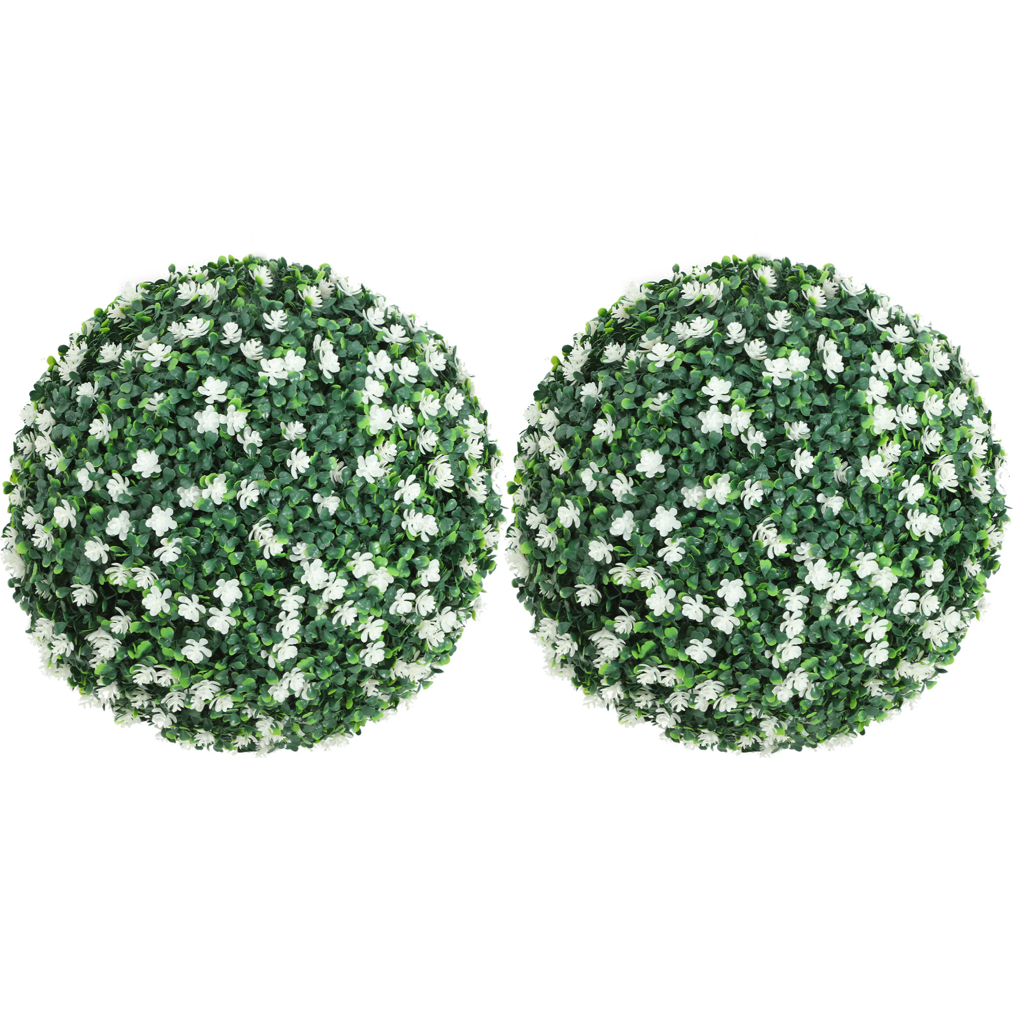 HOMCOM Set of Two Artificial Boxwood Balls Plants – White