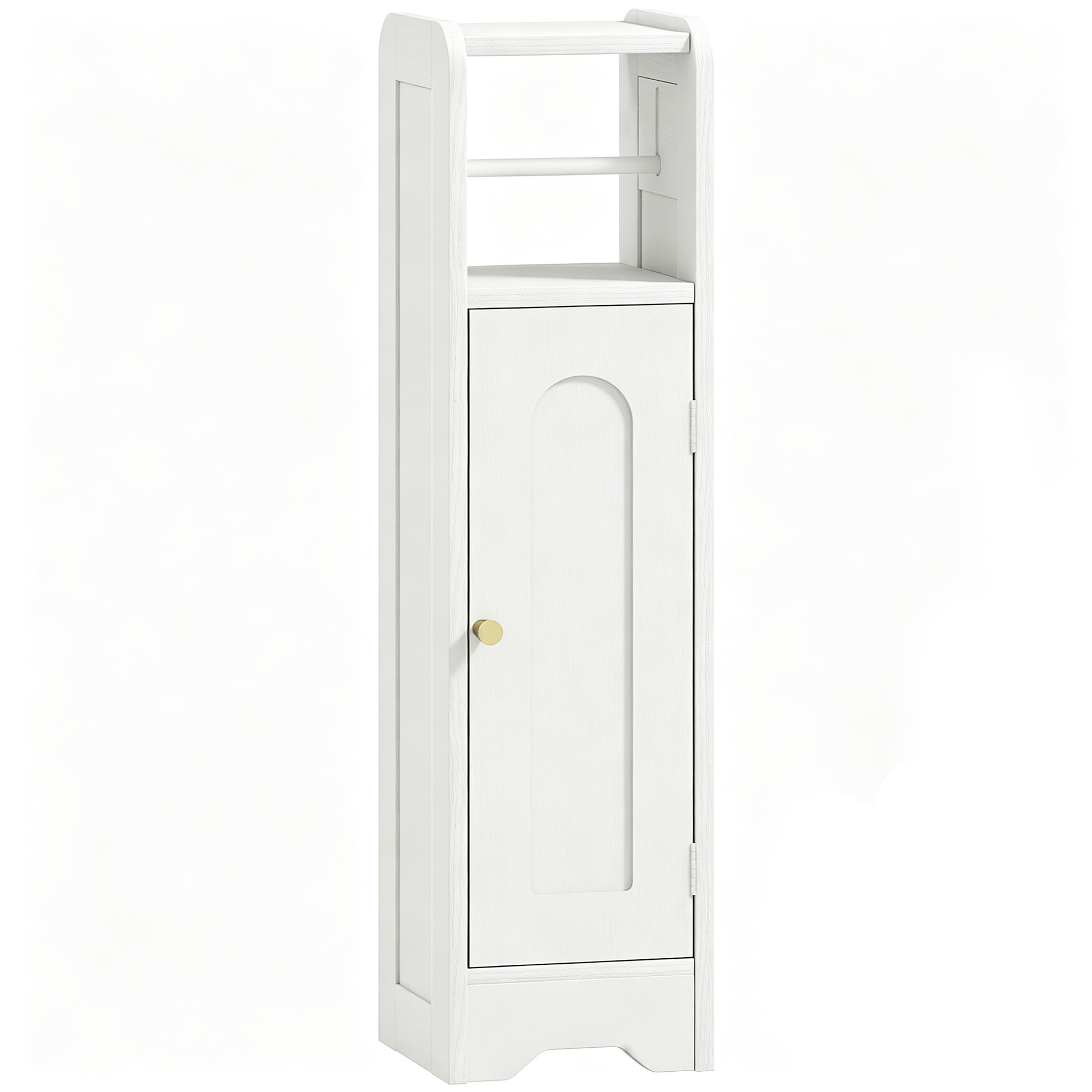 HOMCOM Meuble salle de bain meuble toilettes WC rangement étroit avec étagère réglable gain de place pour petits espaces blanc