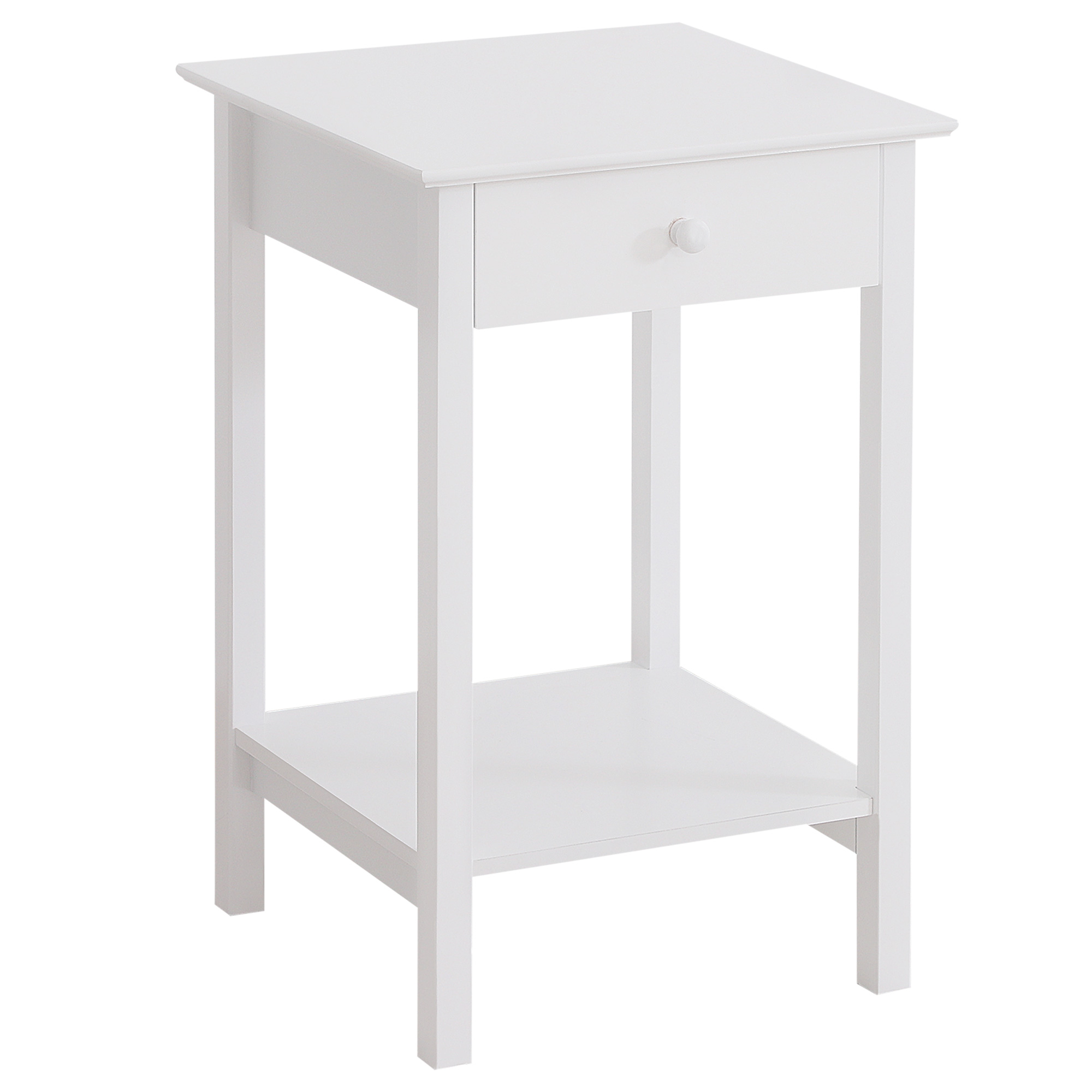 HOMCOM Wooden Bedside Cabinet with Drawer and Shelf, Multipurpose Nightstand for Bedroom, White Aosom UK