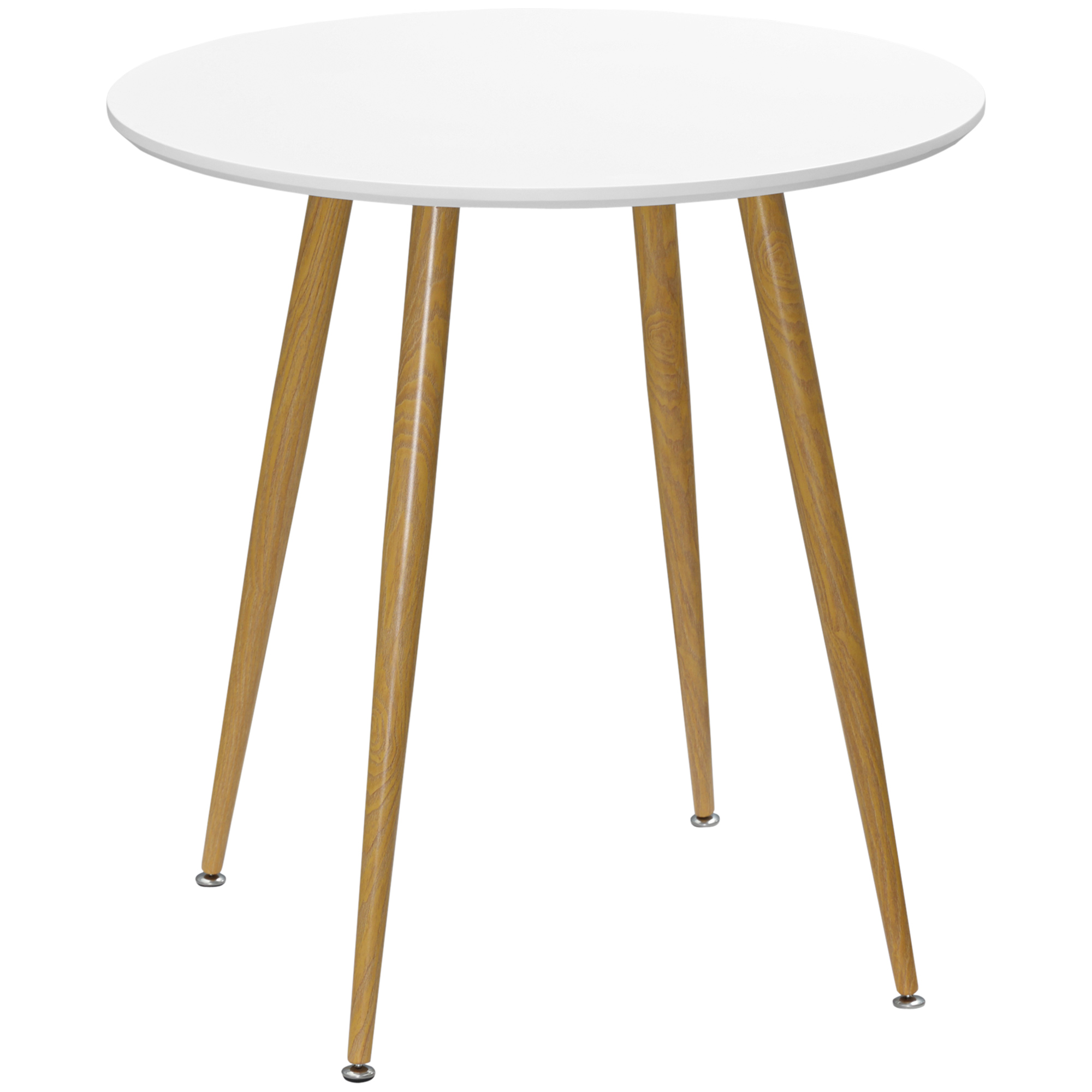 HOMCOM Mesa de Comedor Redonda para 2 Personas Mesa de Cocina Estilo Nórdico con Patas de Metal Ø72x75 cm Blanco Mate | Aosom España