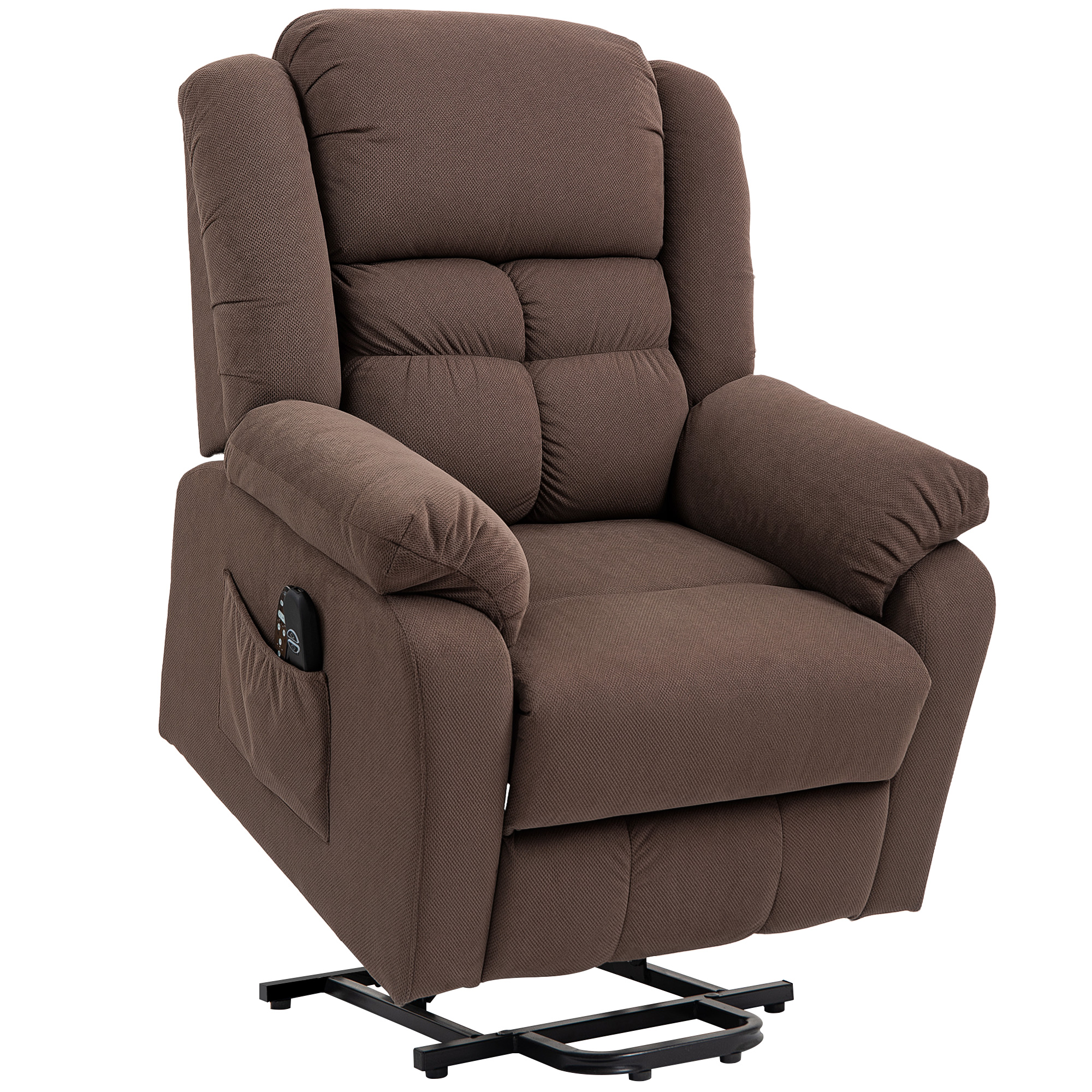 Homcom Massagestoel Elektrische relaxstoel met 8-punts massage, lendenverwarming, opsta-hulp, verstelbaar, donkerbruin 92x102x104 cm | Aosom.nl