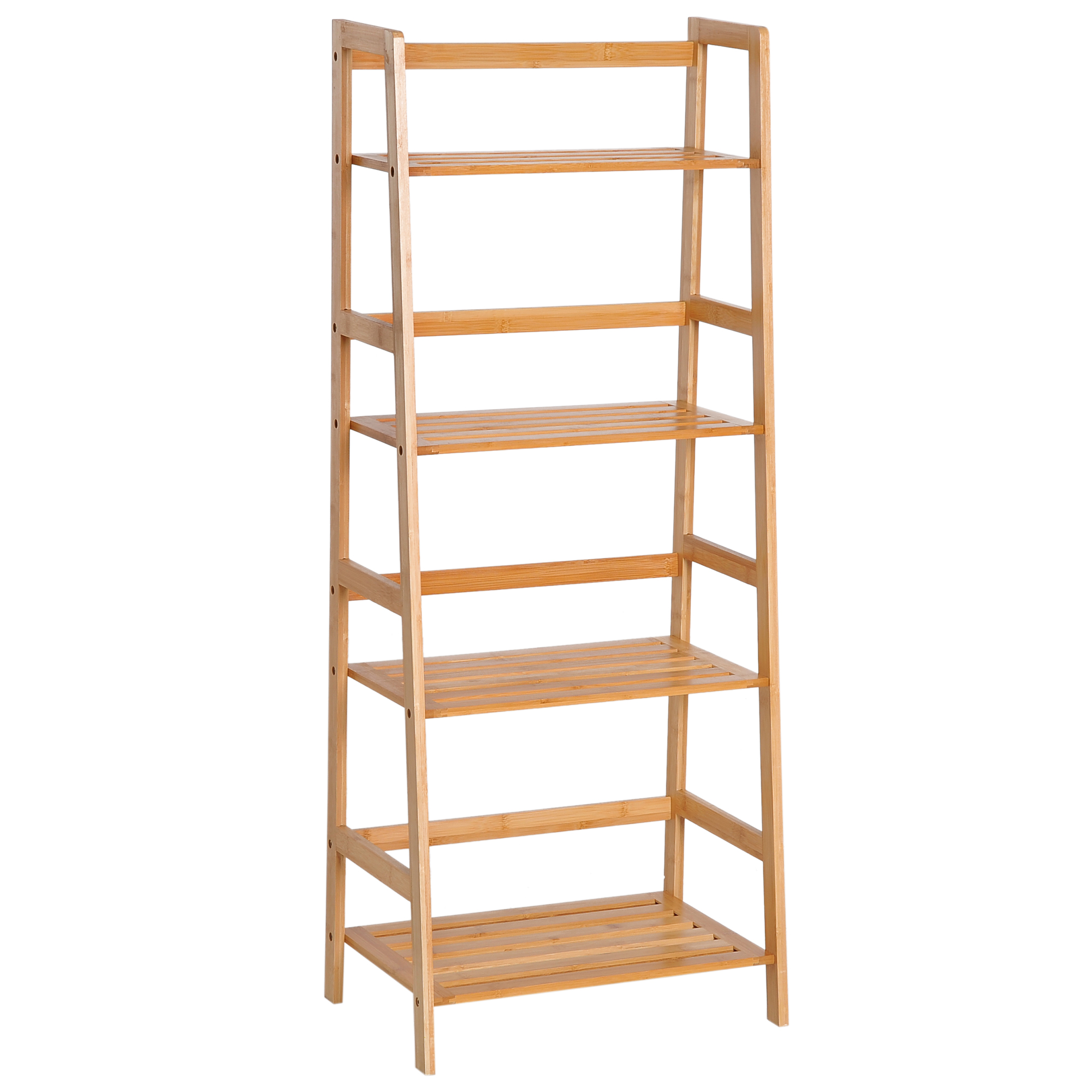 Etagère échelle en bambou 4 niveaux bibliothèque style naturel