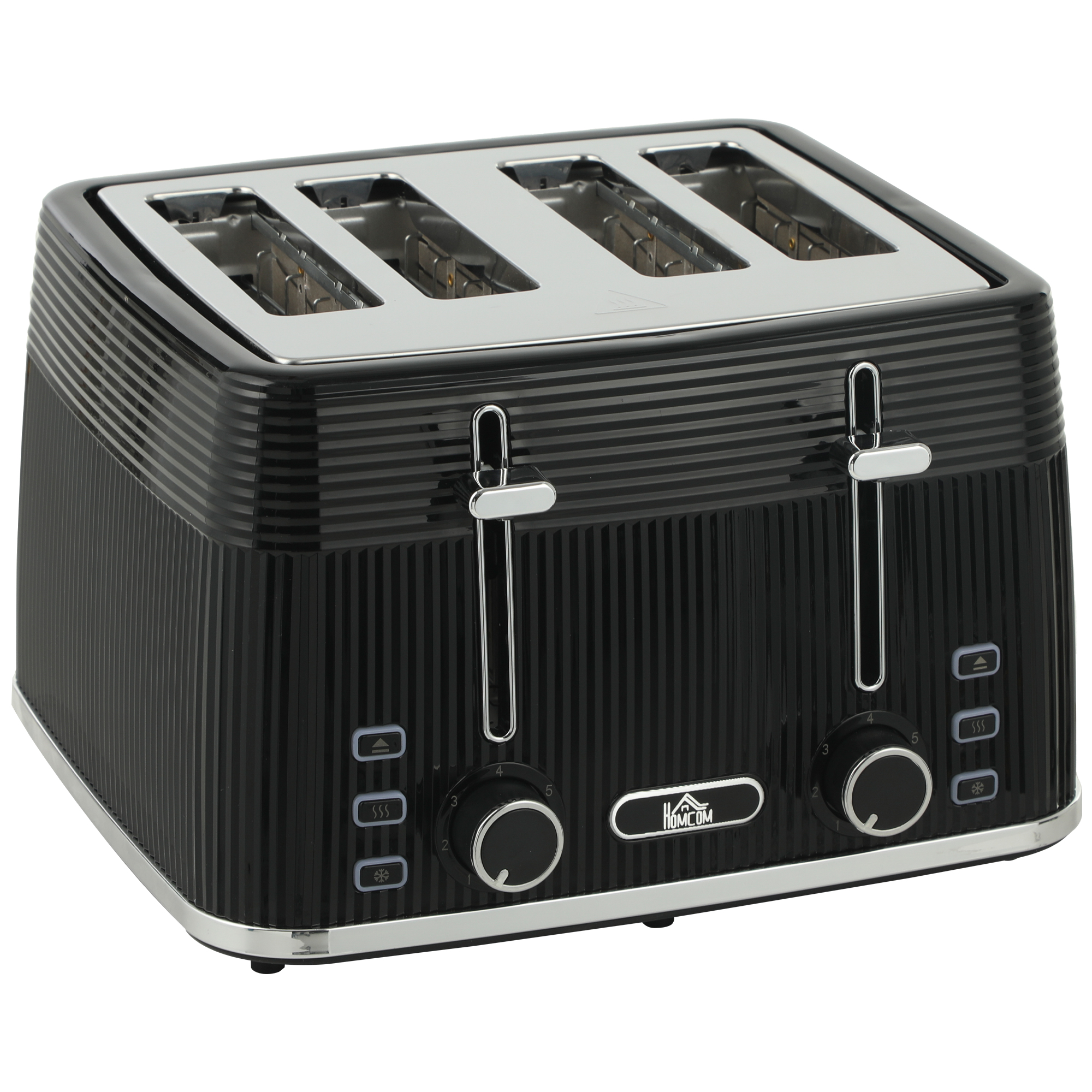 HOMCOM 4 Slice Toaster with 7 Browning Levels, Bread Toaster with Removable Crumb Tray, Black