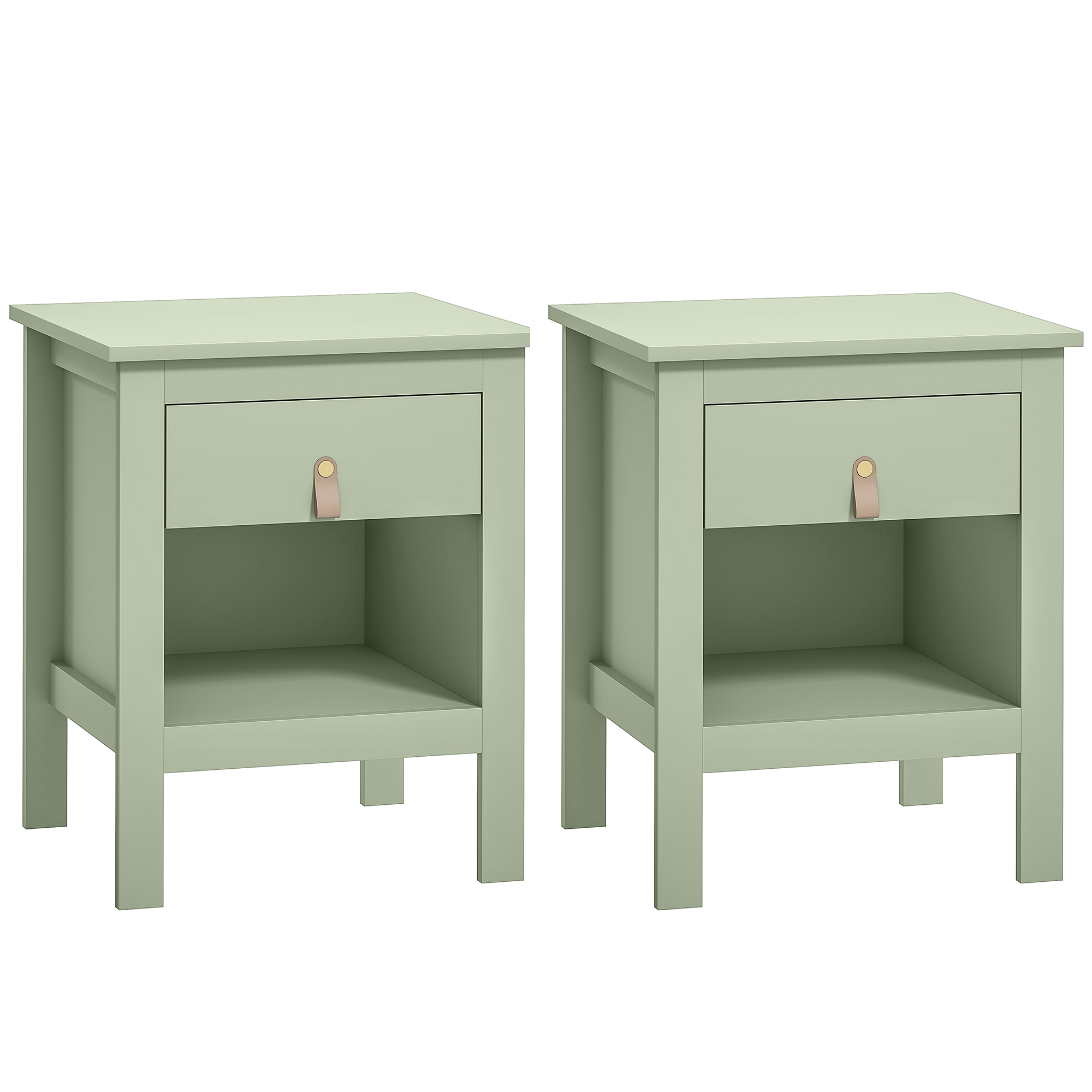 HOMCOM Lot de 2 tables de chevet avec tiroir et compartiment ouvert, 45 x 40 x 55 cm, vert
