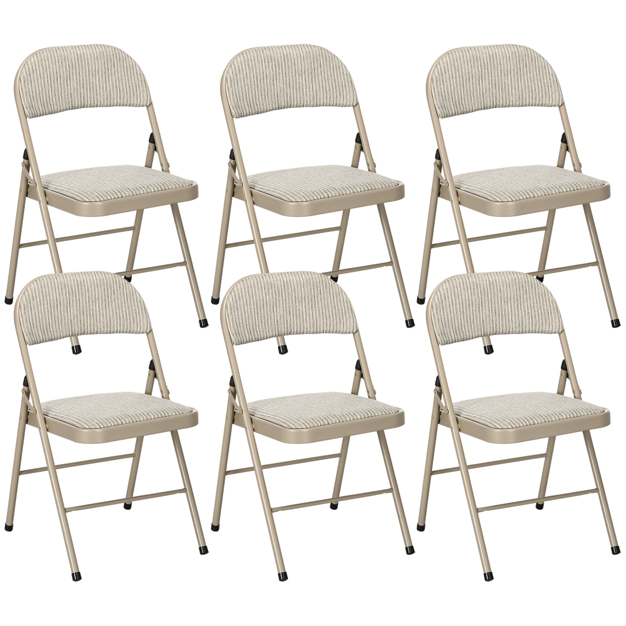 HOMCOM Lot de 6 scaune pliante scaune de bucatarie portabile cadru din otel dim. 45l x 46P x 78H cm bej | Aosom Romania