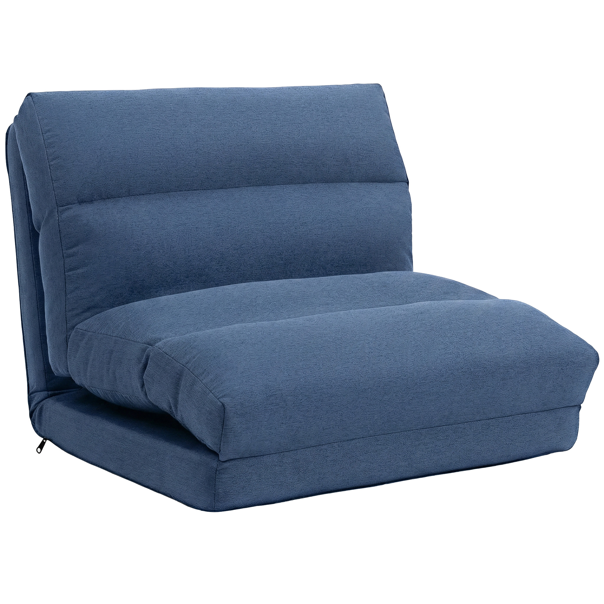 HOMCOM 3 in 1 Schlafsessel klappbar Schlafsofa mit Bettfunktion Leinenoptik, umwandelbar Gästebett Gepolstert Klappsessel Klappmatratze Bodensessel für Wohnzimmer Schlafzimmer Dunkelblau Aosom