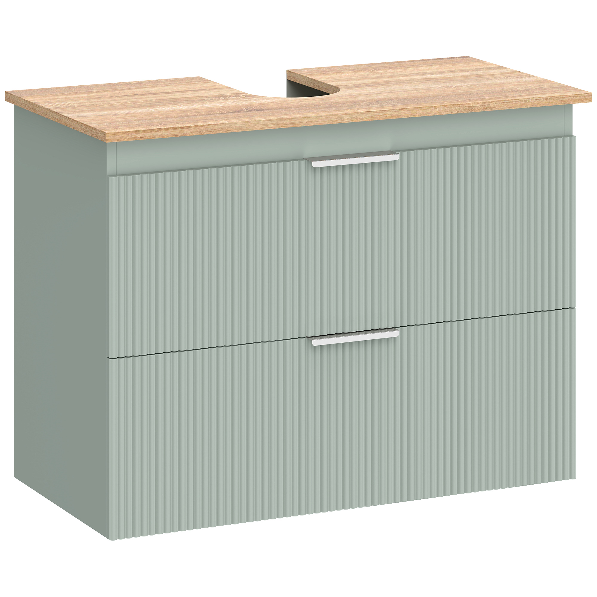 HOMCOM Meuble sous lavabo, meuble de salle de bain avec 2 tiroirs, style moderne, 80 x 40 x 60 cm, vert et bois naturel