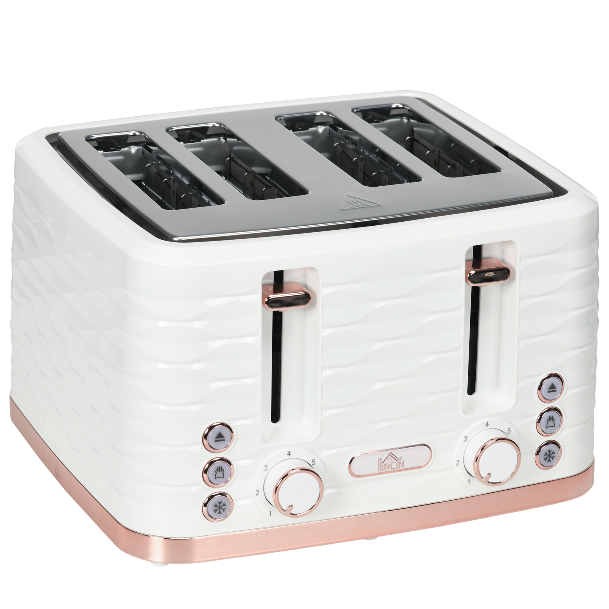 HOMCOM Four-Slice Rippled Toaster – White HOMCOM Four-Slice Rippled Toaster – White