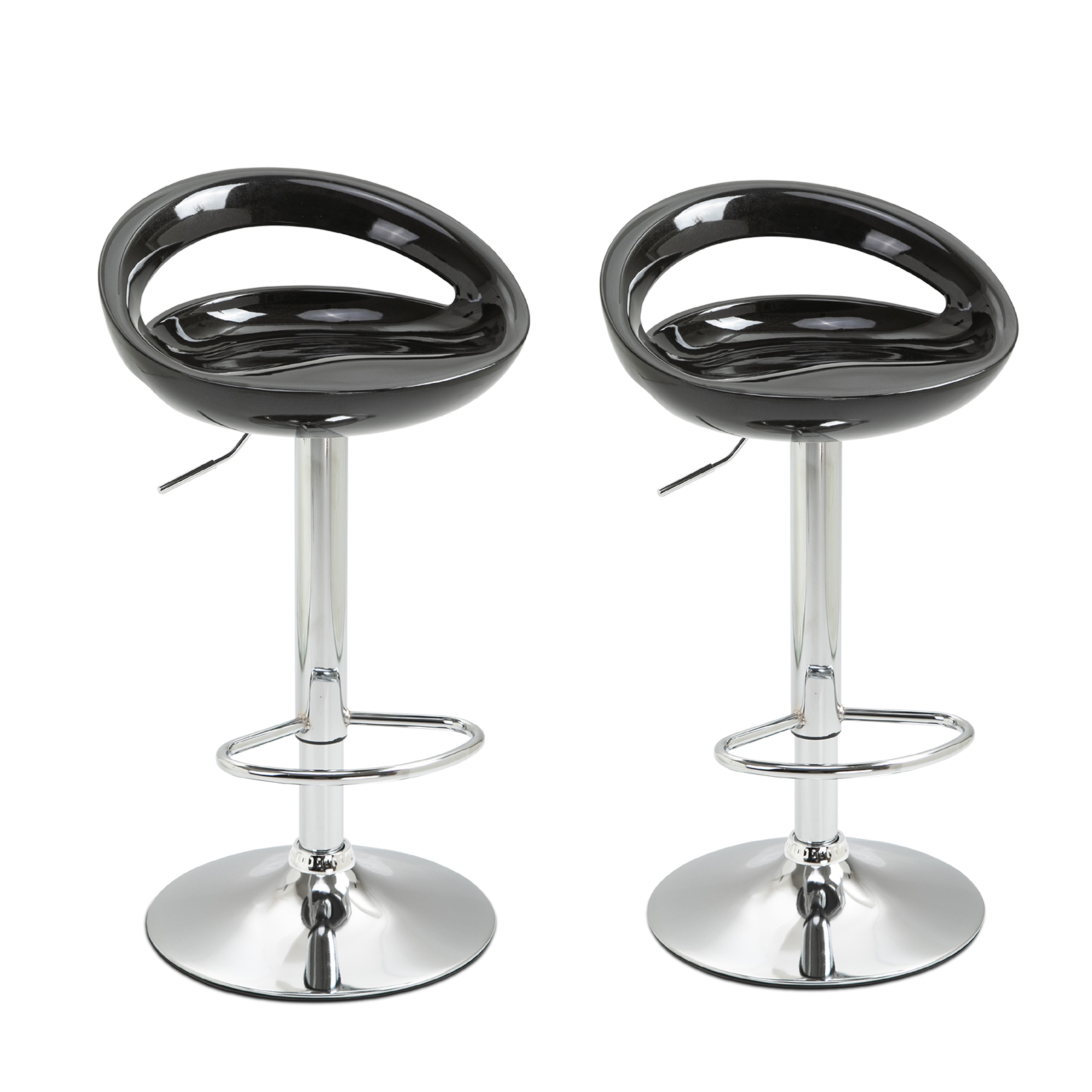 HOMCOM Lot de 2 tabourets de bar chaises de bar hauteur réglable dossier et repose-pieds pivotant à 360° 46x41x76-96cm noir HOMCOM Lot de 2 tabourets de bar chaises de bar hauteur réglable dossier et repose-pieds pivotant à 360° 46x41x76-96cm noir