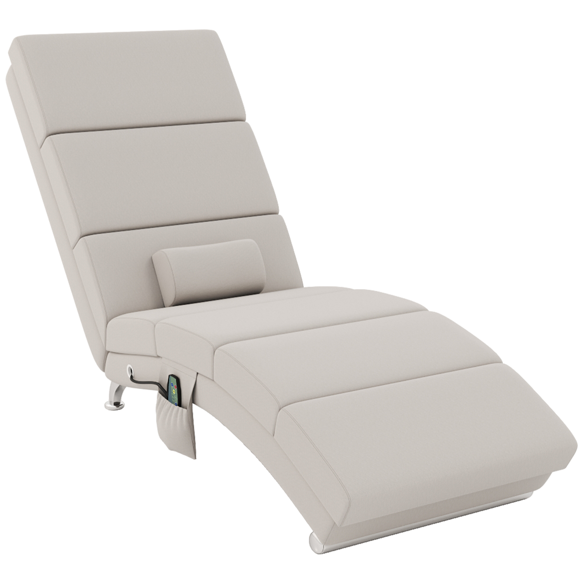 Relaxsessel Elektrisch Massagesessel mit Liegefunktion Wärmefunktion Vibration Lendenkissen 56 x 168 x 84 cm Cremeweiß