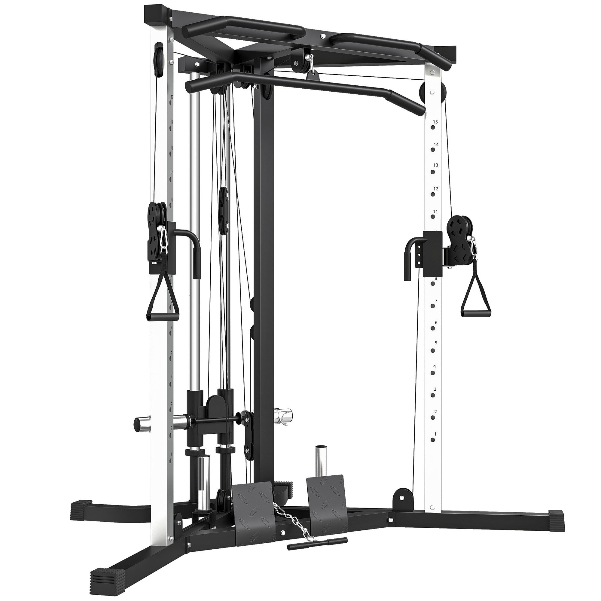 SPORTNOW Home-Gym-Maschine, Multifunktionales Fitnessgerät mit Klimmzugstange, 15-fach verstellbare Krafttrainingsstation für Oberkörperfitness   Aosom