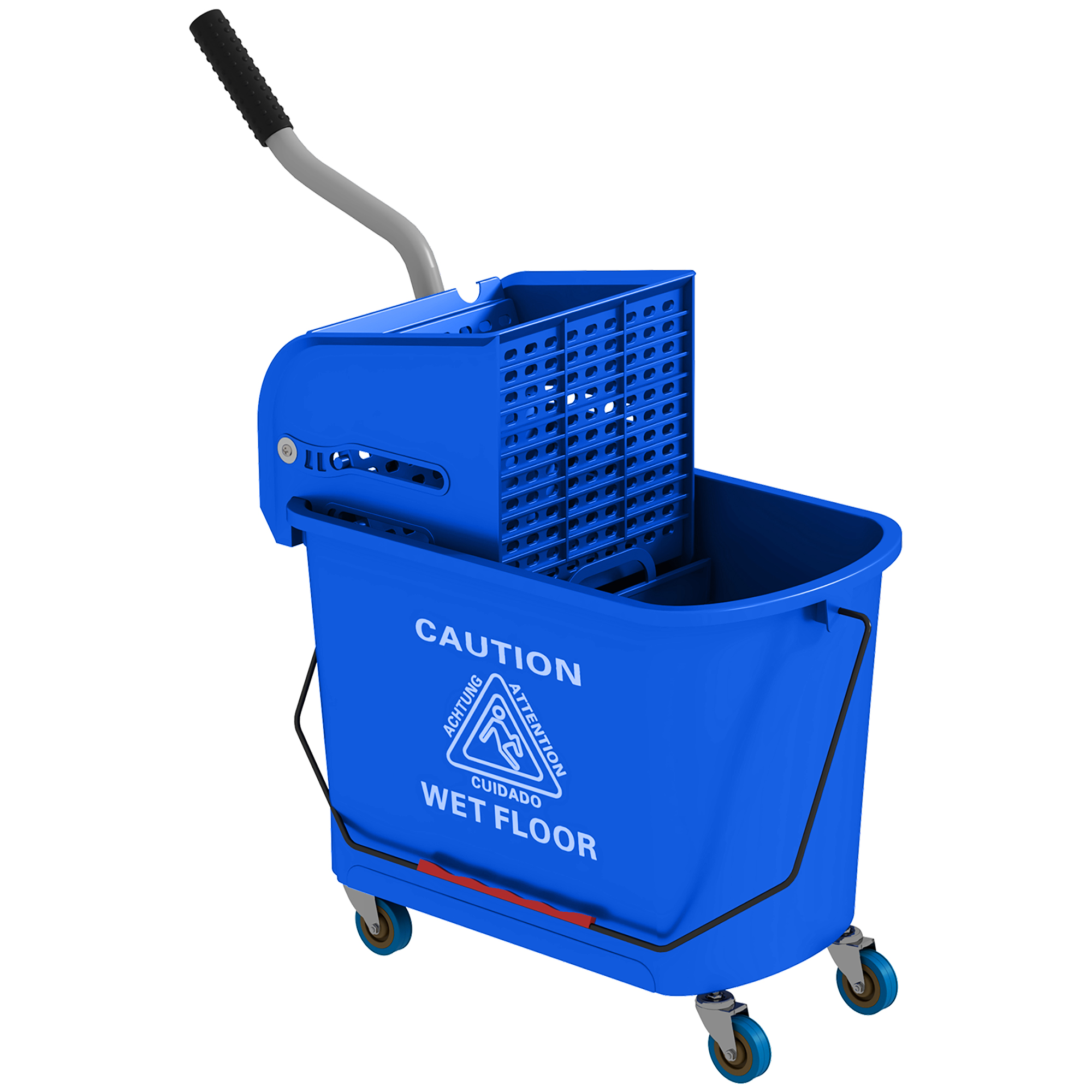 HOMCOM Reinigungswagen Wascheimer Haushalt 20 L mit Schleuder und Separator für sauberes schmutziges Wasser Blau 60L x 27B x 70,5H cm   Aosom