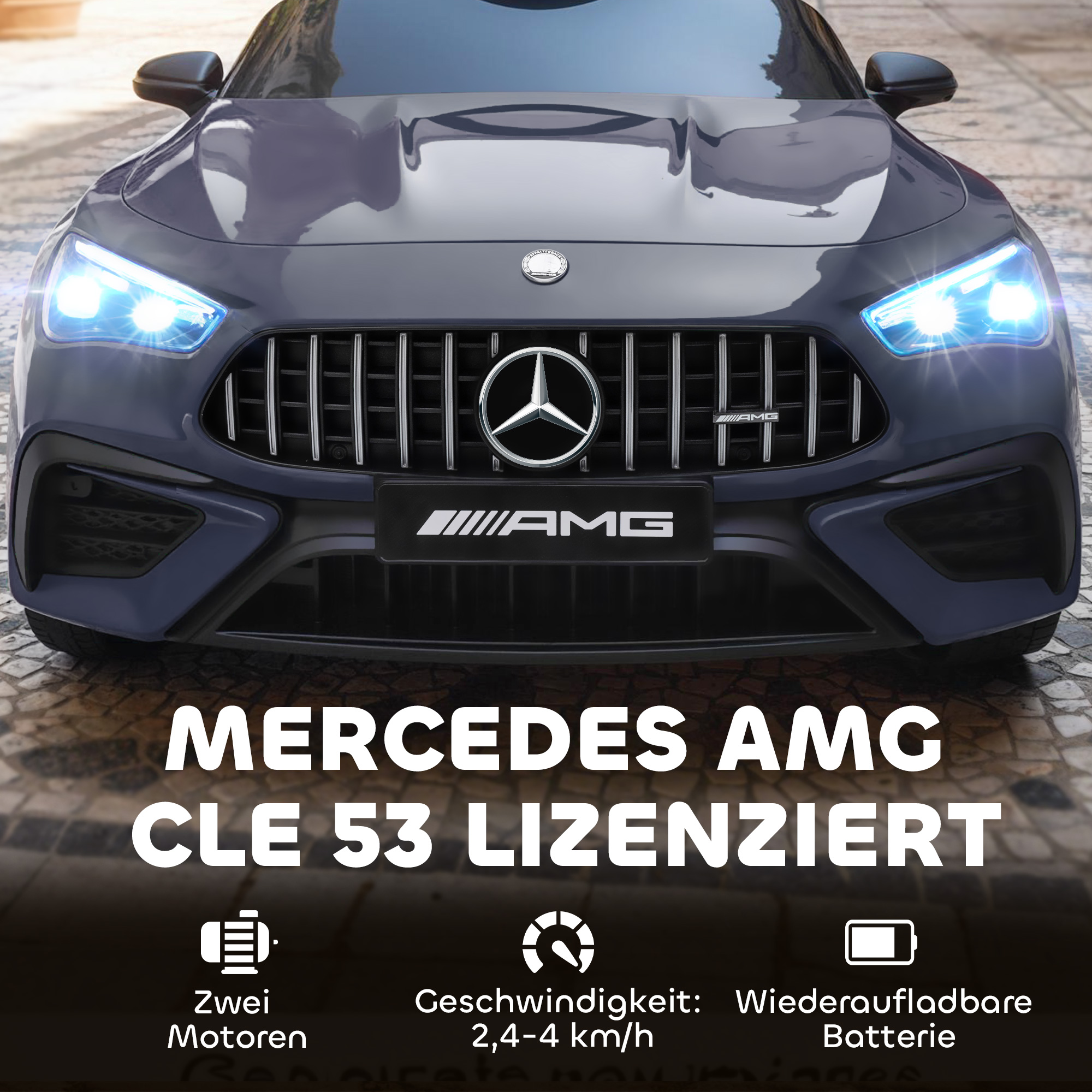 Laste elektriauto, Mercedese disain, 12V mootor, kaugjuhtimispult, LED-tuled, muusika, lastele vanuses 3-6 aastat, hall