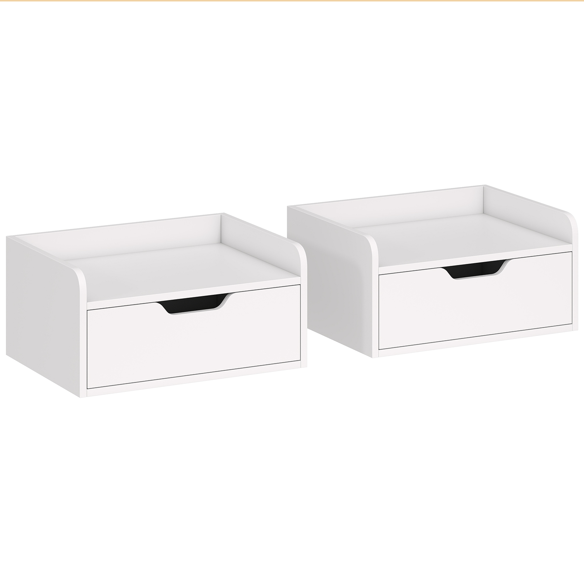 Lot de 2 tables de chevet murales tables de nuit suspendues tiroir plateau aspect bois