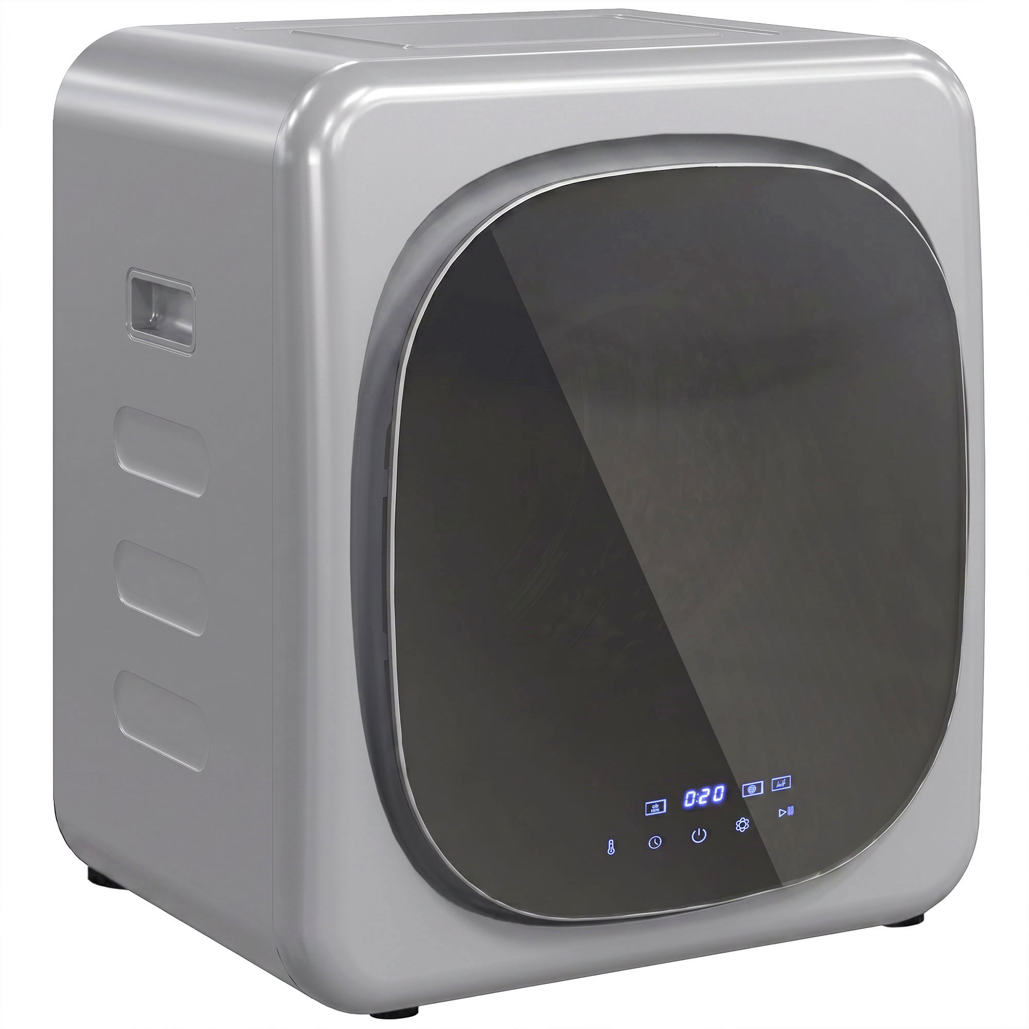 Ablufttrockner 2,5 kg mit Smart-Modus, 800 W Kompakttrockner mit Edelstahltrommel, Silber